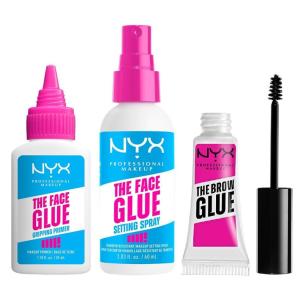 imageNYX PROFESSIONAL MAKEUP Bundle of The Brow Glue Extreme Hold Clear Eyebrow Gel  The Face Glue Setting Spray  The Face Glue Gripping Primer