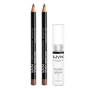 imageNYX PROFESSIONAL MAKEUP Slim Lip Liner Set LongLasting Creamy Lip Liner Pack Of 3 Peakaboo Neutral Nude Pink EverPack Of 3 Slim Lip Pencil  Espresso  Butter Gloss