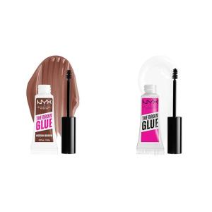 imageNYX PROFESSIONAL MAKEUP The Brow Glue Extreme Hold Eyebrow Gel  Clear03 Medium Brown 01 Clear