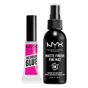 imageNYX PROFESSIONAL MAKEUP The Brow Glue Extreme Hold Eyebrow Gel  ClearClear Brow Glue  Matte Setting Spray