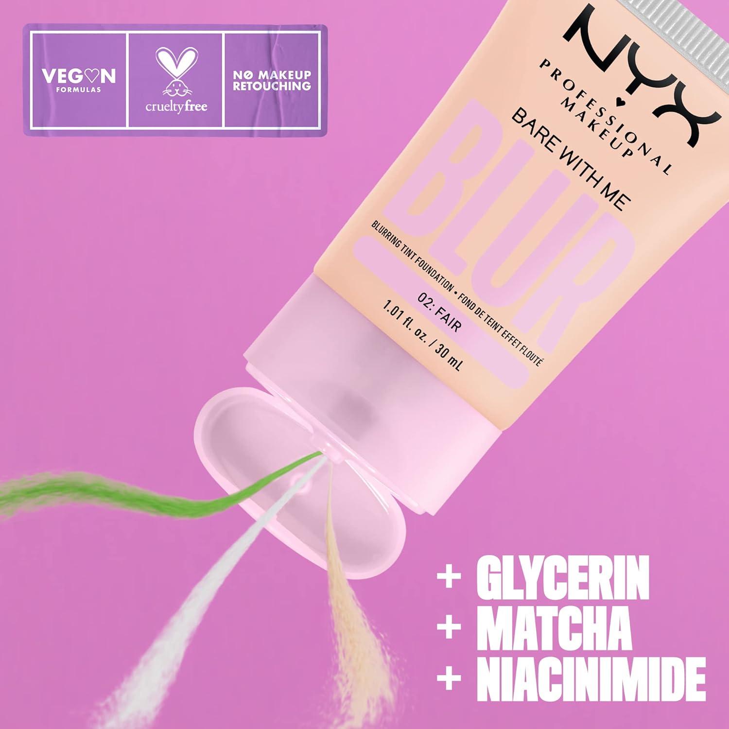 imageNYX PROFESSIONAL MAKEUP Bare With Me Blur Skin Tint Foundation Make Up with Matcha Glycerin ampamp Niacinamide  Golden01 Pale