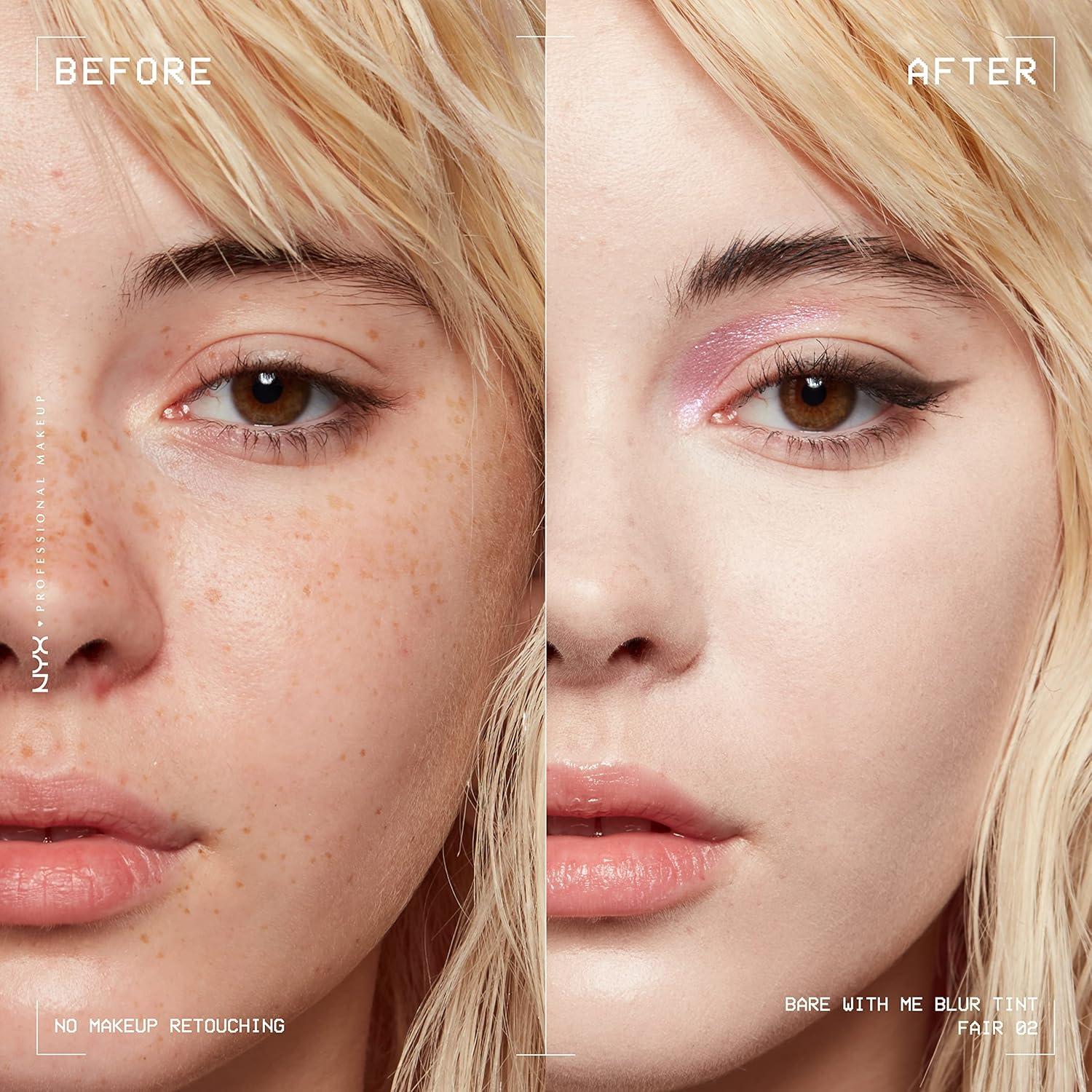 imageNYX PROFESSIONAL MAKEUP Bare With Me Blur Skin Tint Foundation Make Up with Matcha Glycerin ampamp Niacinamide  Golden02 Fair