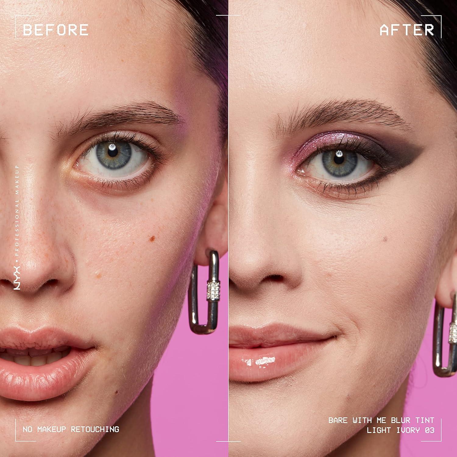 imageNYX PROFESSIONAL MAKEUP Bare With Me Blur Skin Tint Foundation Make Up with Matcha Glycerin ampamp Niacinamide  Golden03 Light Ivory