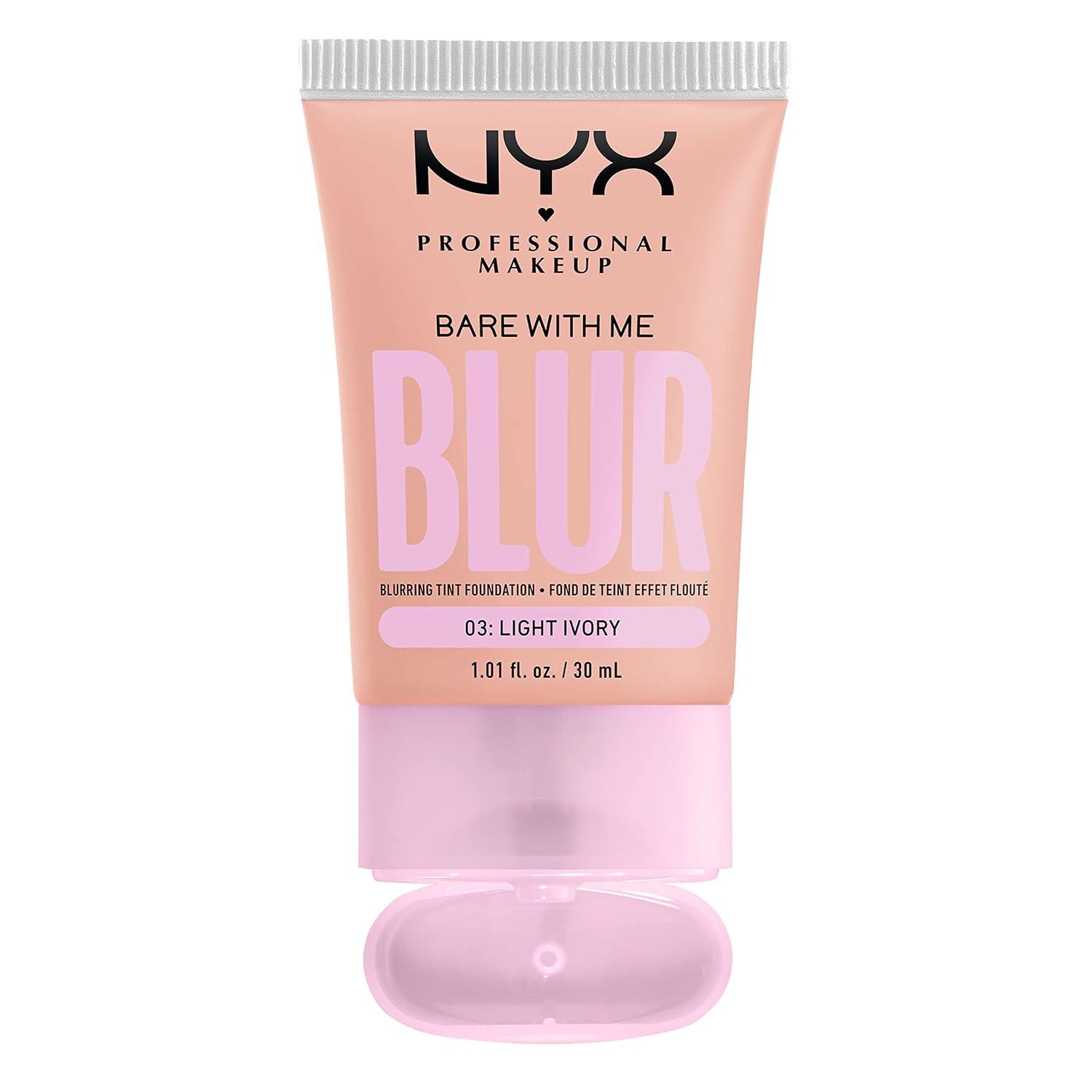 imageNYX PROFESSIONAL MAKEUP Bare With Me Blur Skin Tint Foundation Make Up with Matcha Glycerin ampamp Niacinamide  Golden03 Light Ivory