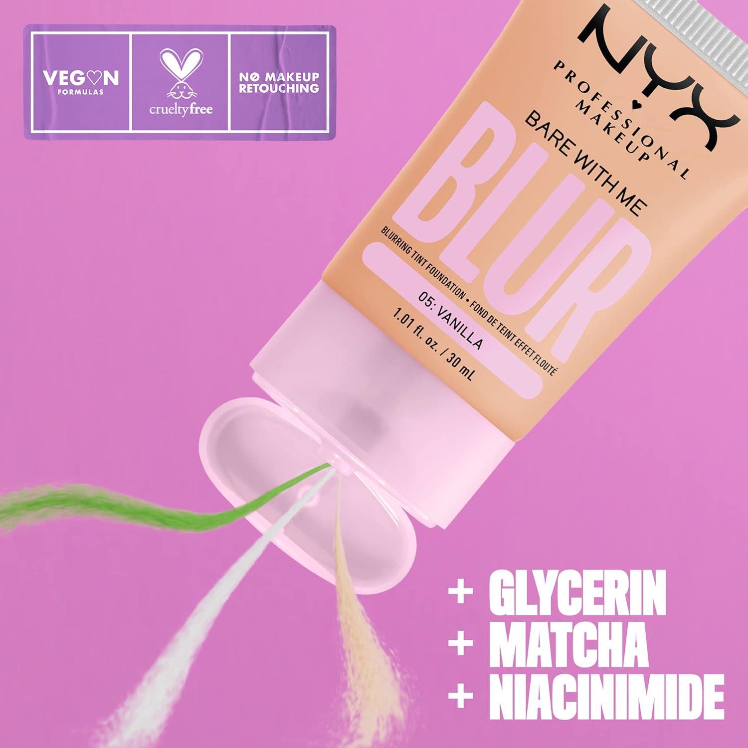 imageNYX PROFESSIONAL MAKEUP Bare With Me Blur Skin Tint Foundation Make Up with Matcha Glycerin ampamp Niacinamide  Golden05 Vanilla