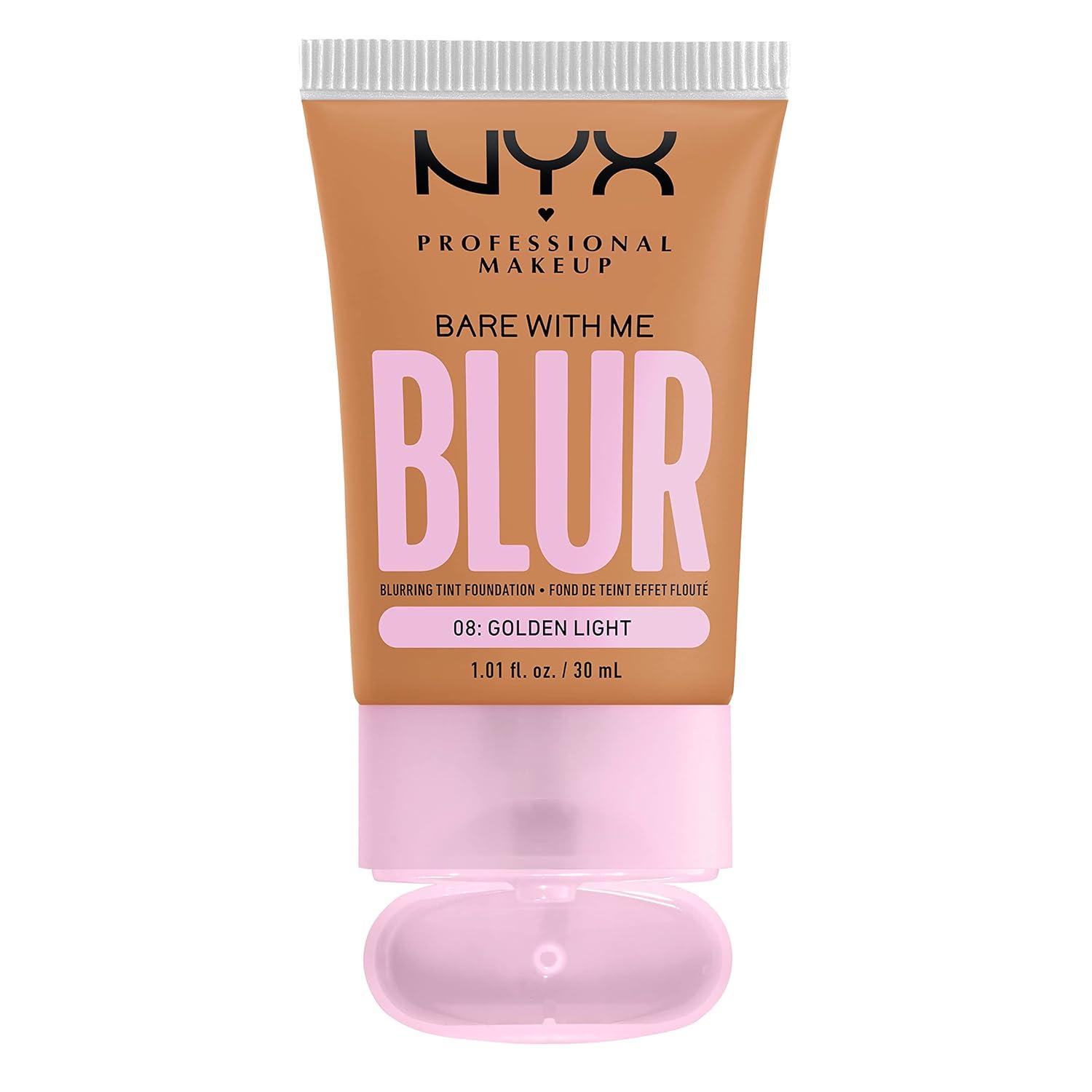 imageNYX PROFESSIONAL MAKEUP Bare With Me Blur Skin Tint Foundation Make Up with Matcha Glycerin ampamp Niacinamide  Golden08 Golden Light