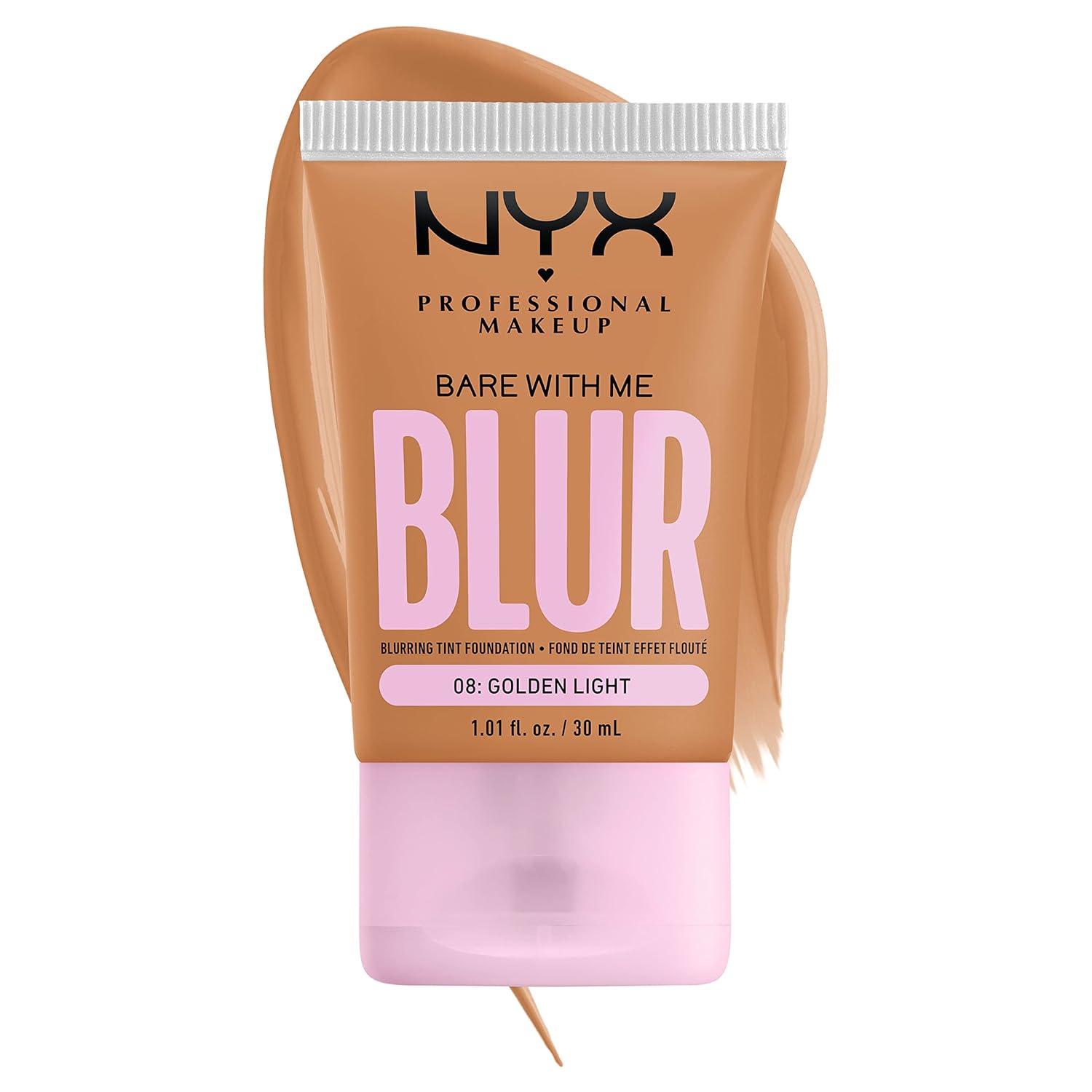 imageNYX PROFESSIONAL MAKEUP Bare With Me Blur Skin Tint Foundation Make Up with Matcha Glycerin ampamp Niacinamide  Golden08 Golden Light