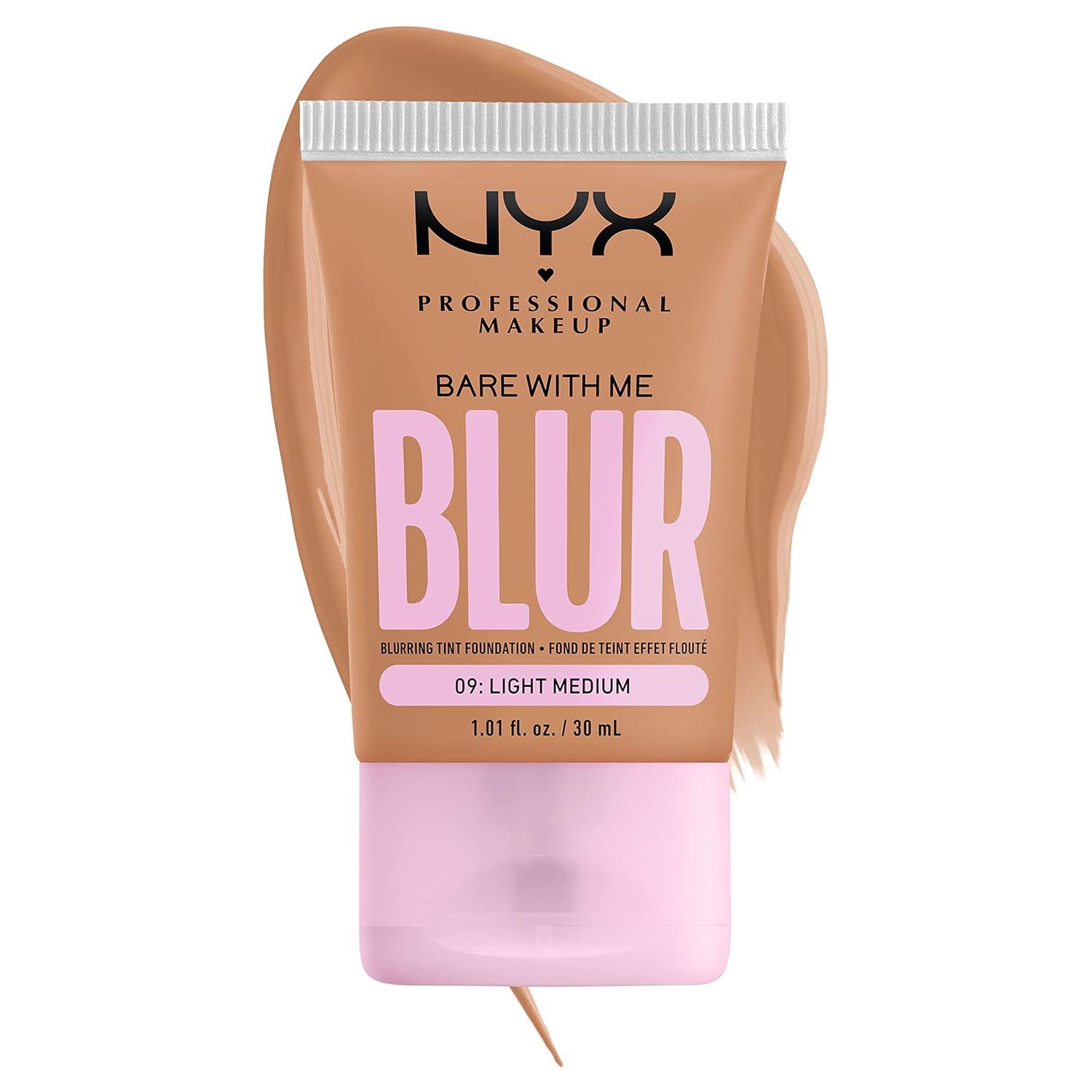 imageNYX PROFESSIONAL MAKEUP Bare With Me Blur Skin Tint Foundation Make Up with Matcha Glycerin ampamp Niacinamide  Golden09 Light Medium