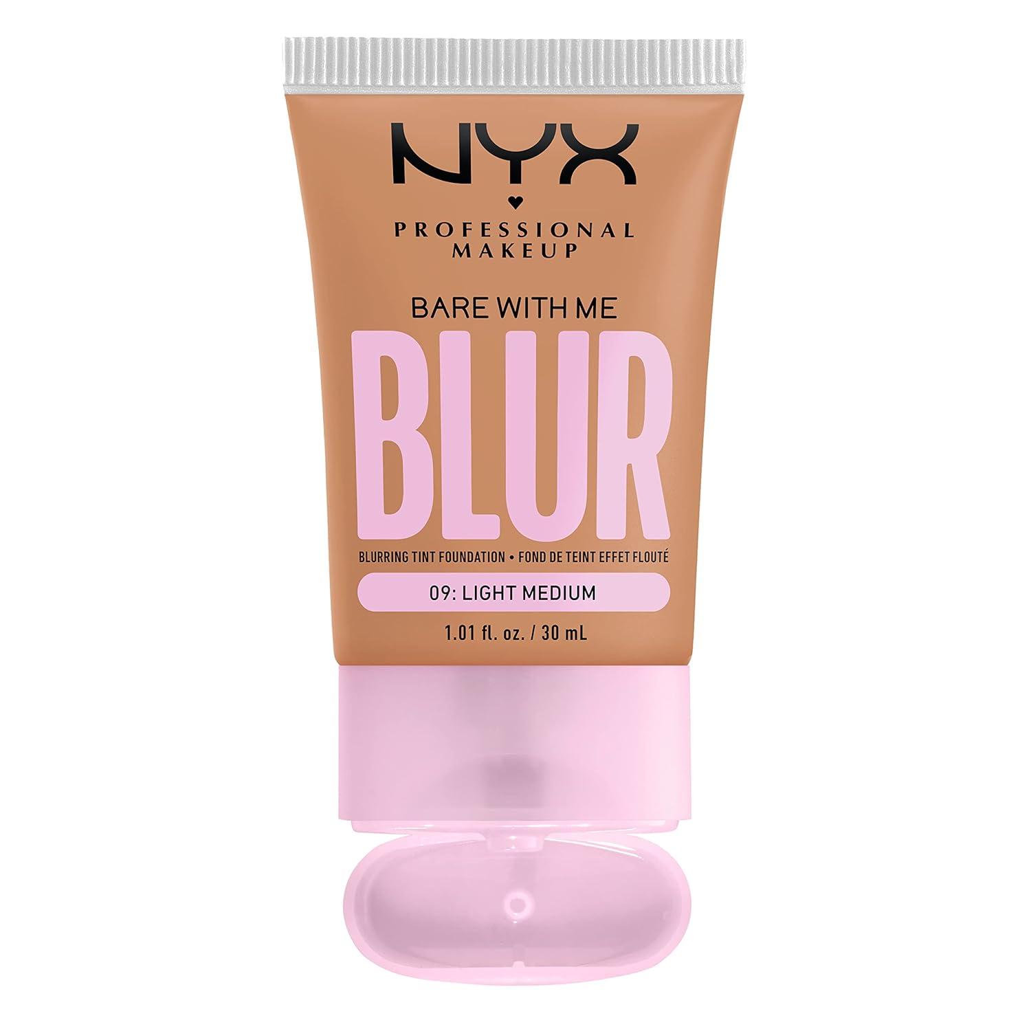 imageNYX PROFESSIONAL MAKEUP Bare With Me Blur Skin Tint Foundation Make Up with Matcha Glycerin ampamp Niacinamide  Golden09 Light Medium