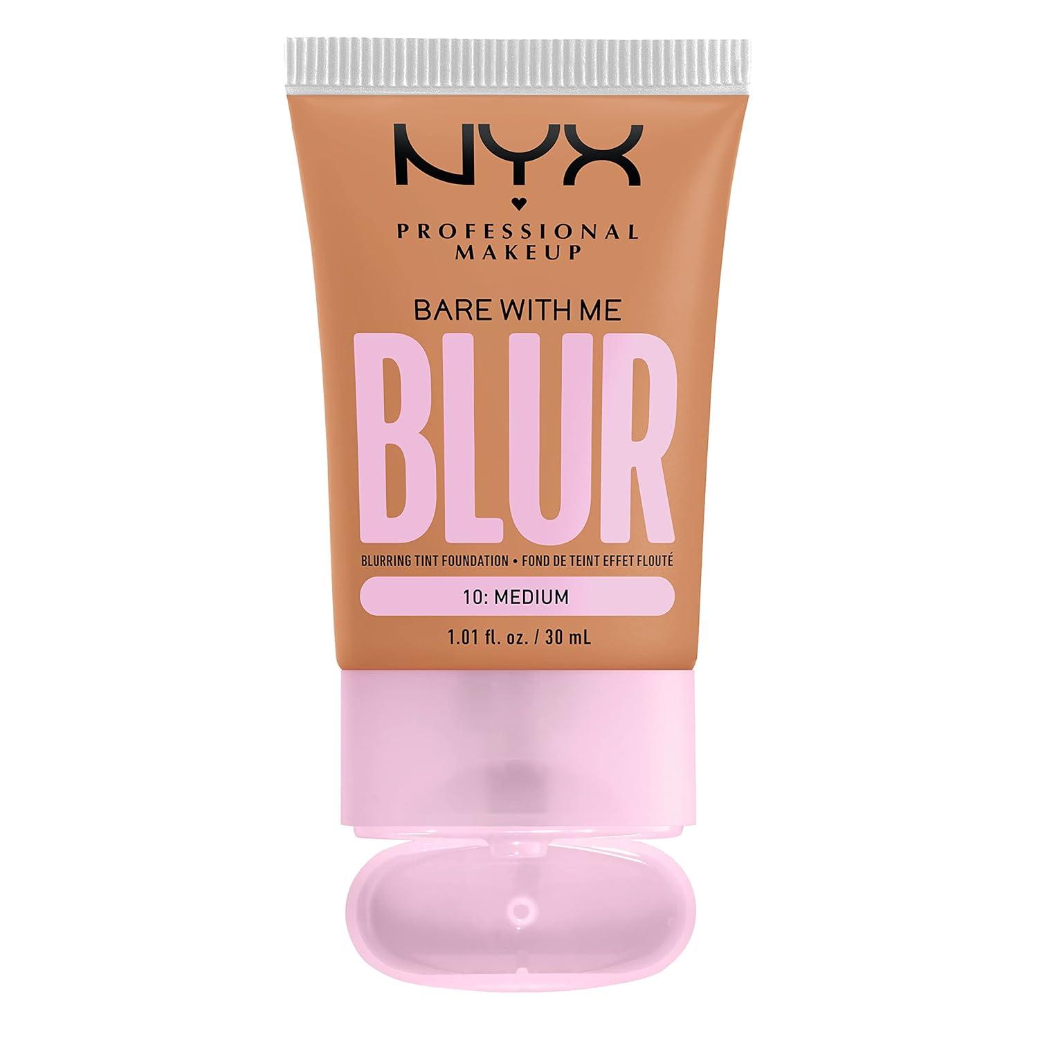 imageNYX PROFESSIONAL MAKEUP Bare With Me Blur Skin Tint Foundation Make Up with Matcha Glycerin ampamp Niacinamide  Golden10 Medium