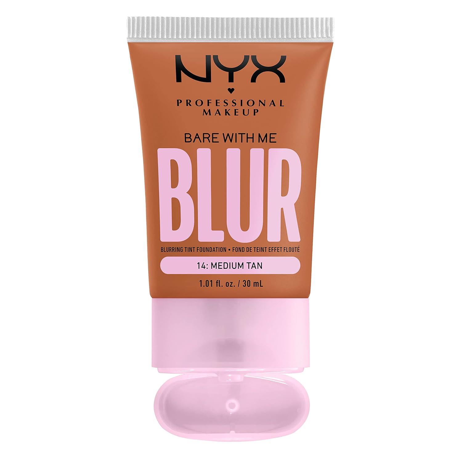 imageNYX PROFESSIONAL MAKEUP Bare With Me Blur Skin Tint Foundation Make Up with Matcha Glycerin ampamp Niacinamide  Golden14 Medium Tan