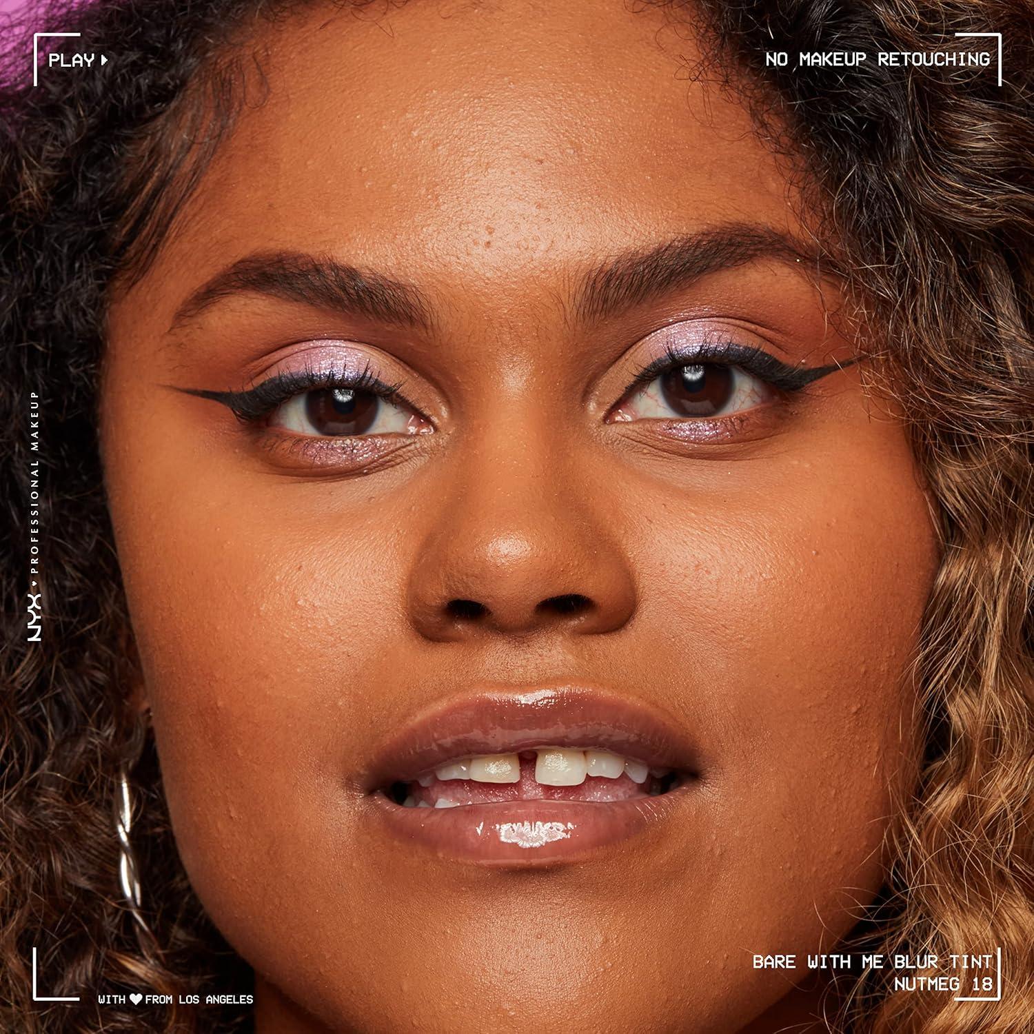 imageNYX PROFESSIONAL MAKEUP Bare With Me Blur Skin Tint Foundation Make Up with Matcha Glycerin ampamp Niacinamide  Golden18 Nutmeg