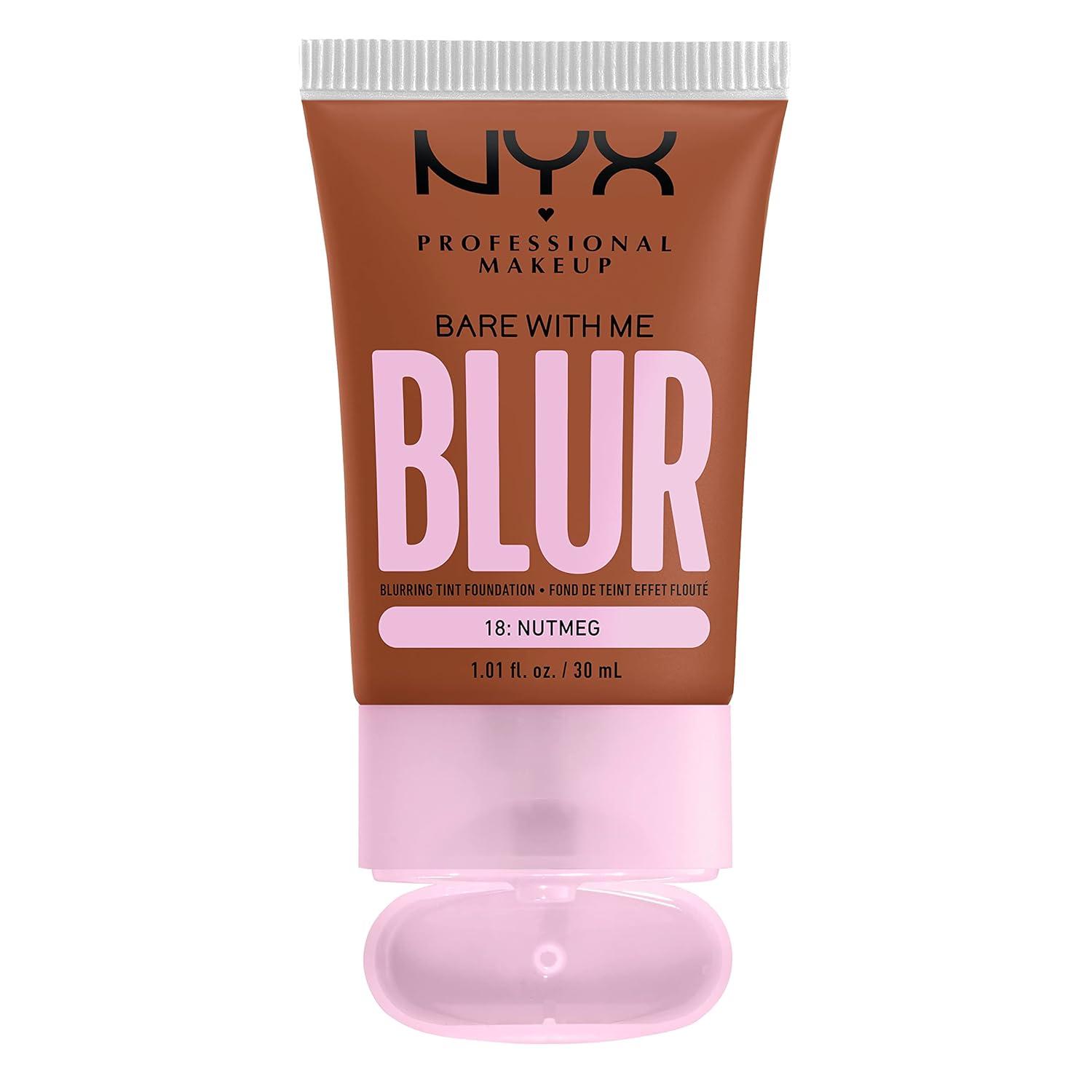 imageNYX PROFESSIONAL MAKEUP Bare With Me Blur Skin Tint Foundation Make Up with Matcha Glycerin ampamp Niacinamide  Golden18 Nutmeg