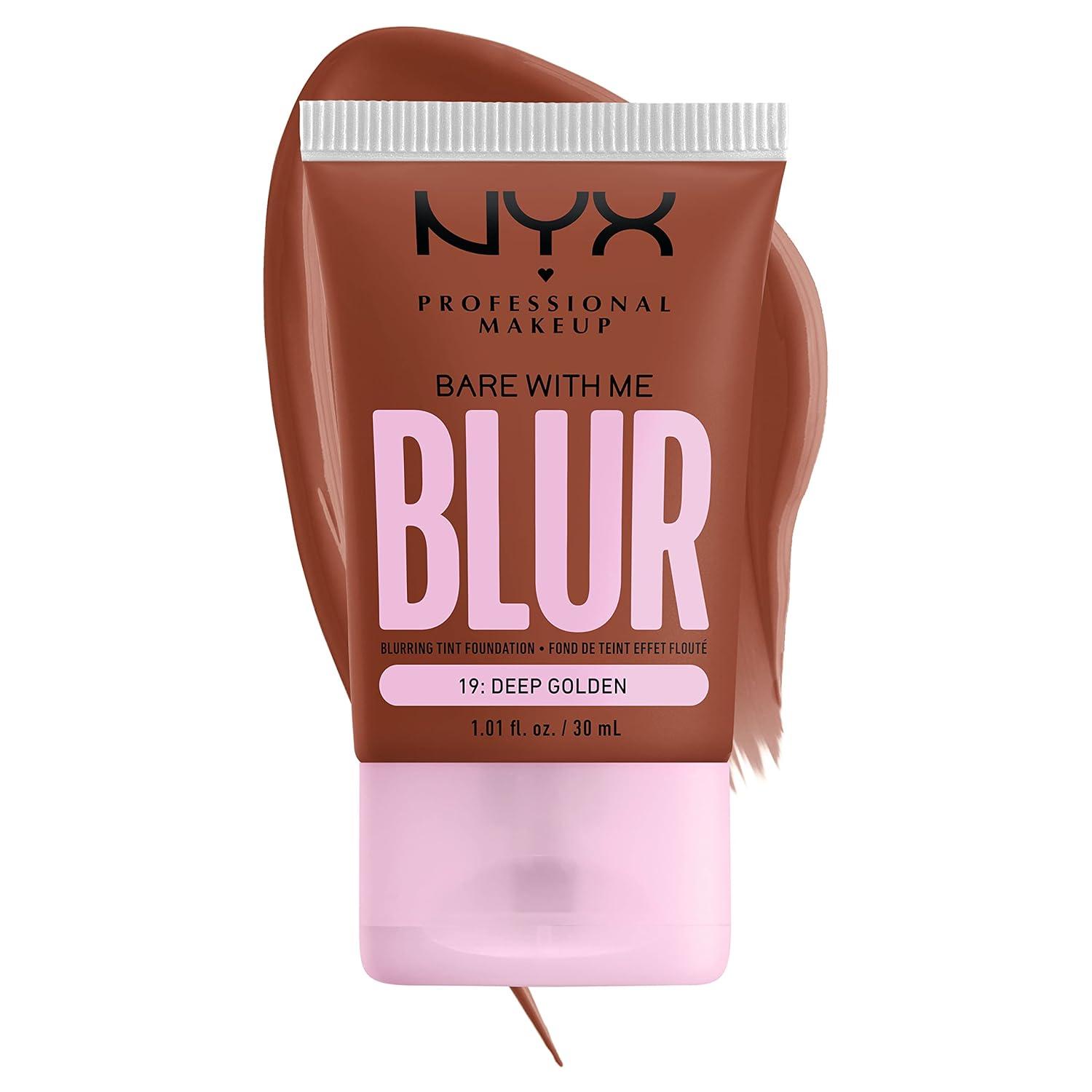 imageNYX PROFESSIONAL MAKEUP Bare With Me Blur Skin Tint Foundation Make Up with Matcha Glycerin ampamp Niacinamide  Golden19 Deep Golden