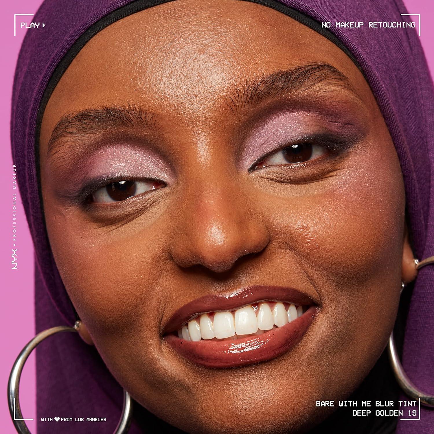 imageNYX PROFESSIONAL MAKEUP Bare With Me Blur Skin Tint Foundation Make Up with Matcha Glycerin ampamp Niacinamide  Golden19 Deep Golden