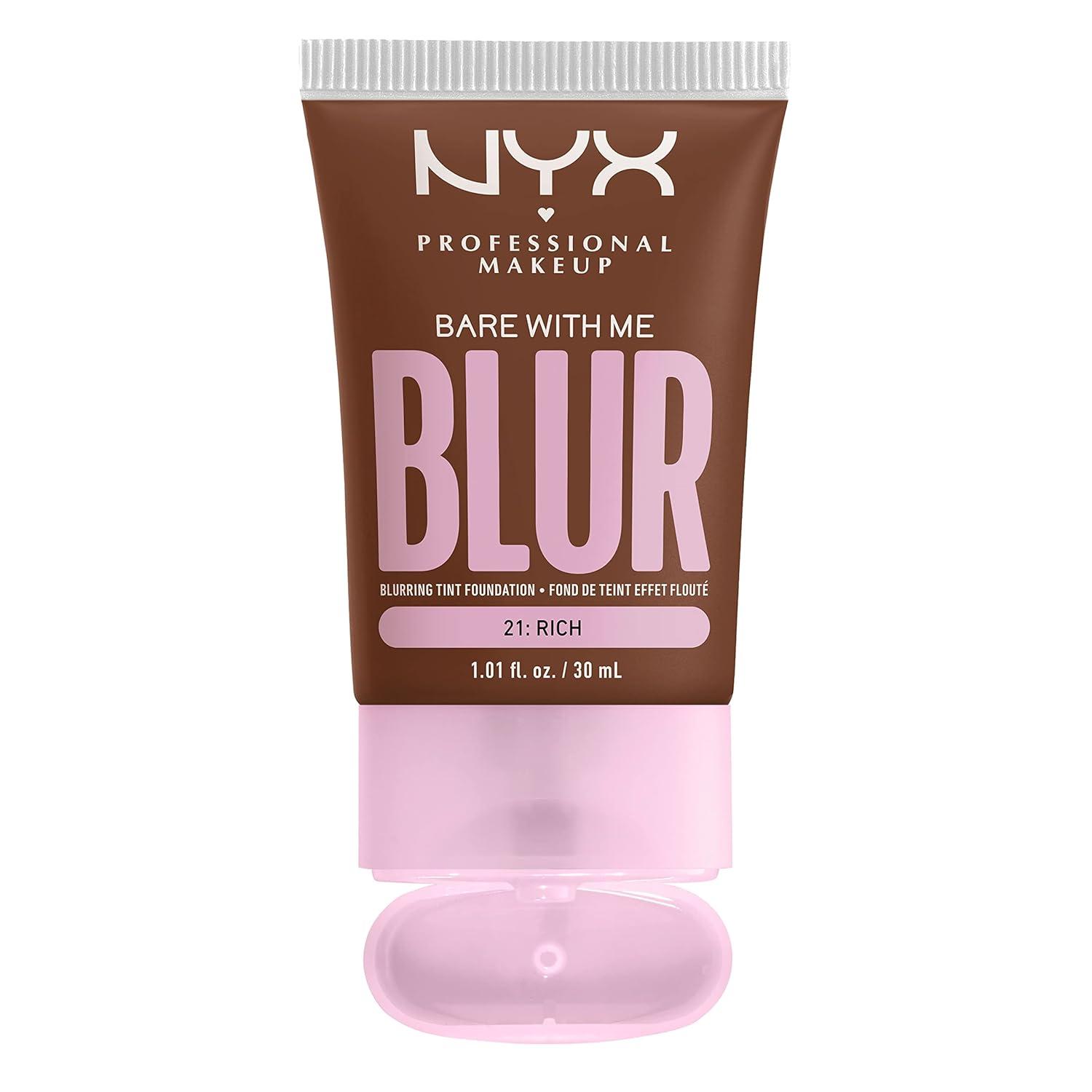 imageNYX PROFESSIONAL MAKEUP Bare With Me Blur Skin Tint Foundation Make Up with Matcha Glycerin ampamp Niacinamide  Golden21 Rich