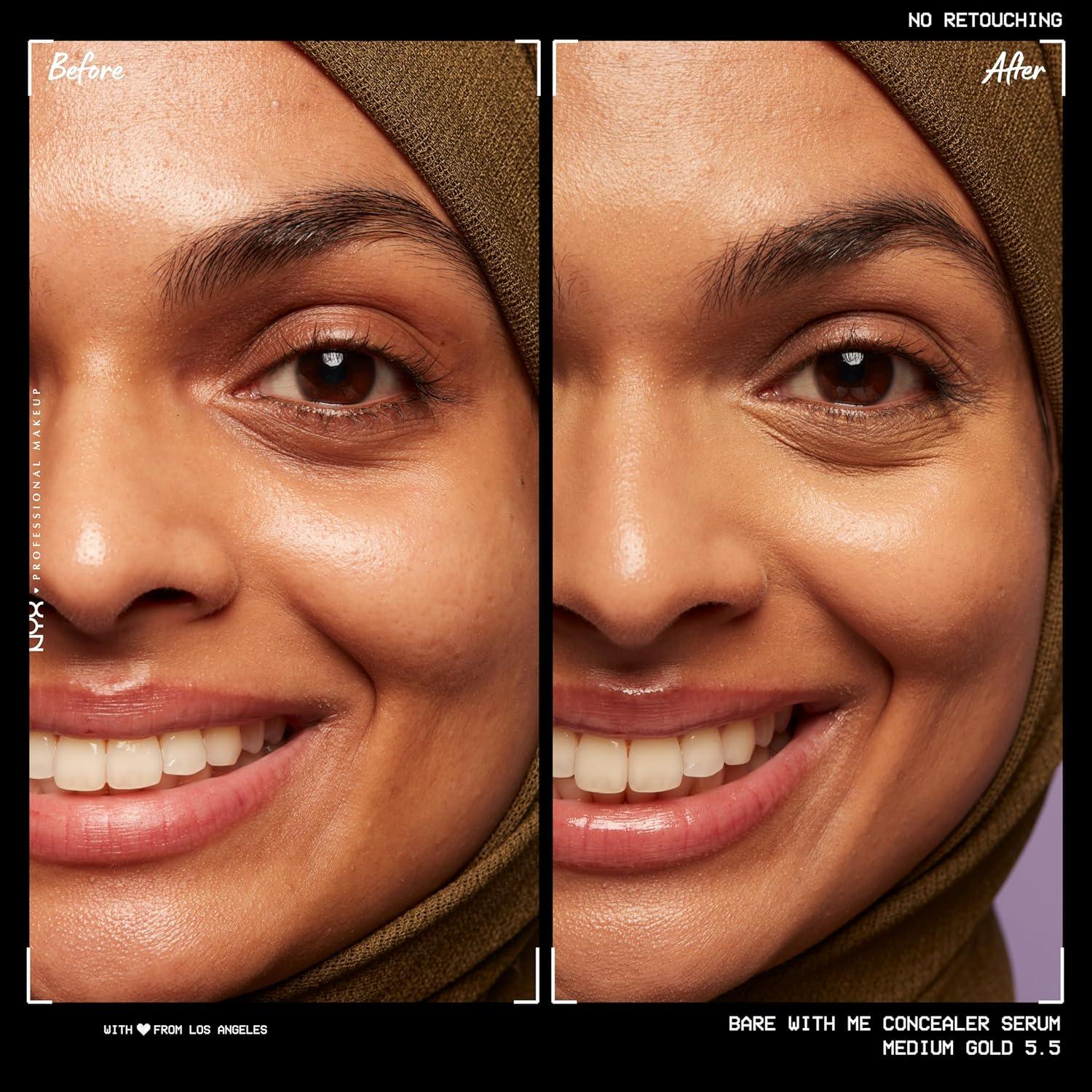 imageNYX PROFESSIONAL MAKEUP Bare With Me Concealer Serum Concealer Makeup For Up To 24Hr Hydration  Beige055 Medium Golden