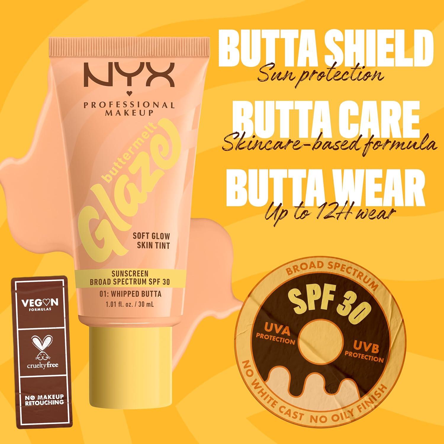 imageNYX PROFESSIONAL MAKEUP Buttermelt Glaze Soft Glow Skin Tint  SPF 30 Up To 12HR Wear 03 Cashew Butta01 Whipped Butta