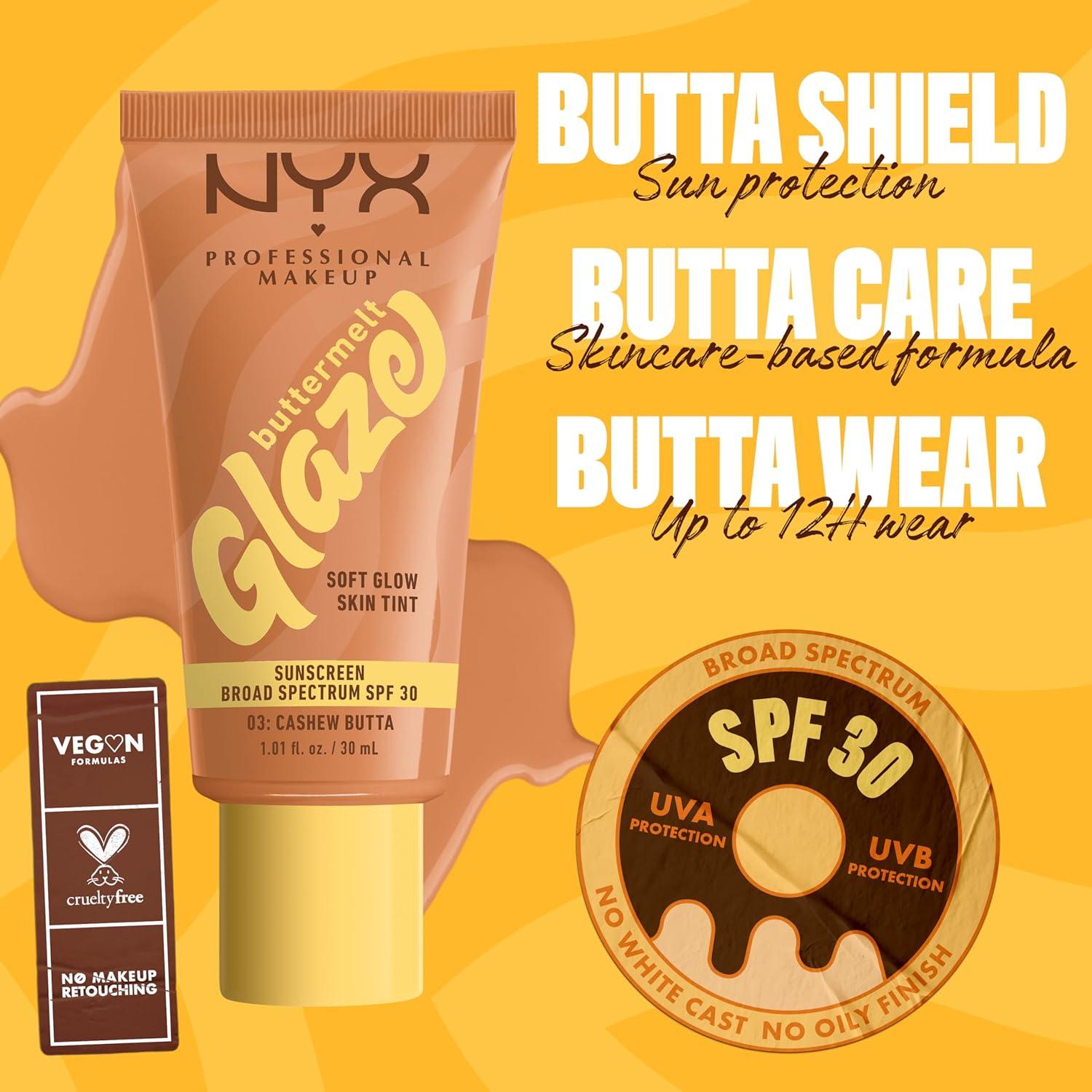 imageNYX PROFESSIONAL MAKEUP Buttermelt Glaze Soft Glow Skin Tint  SPF 30 Up To 12HR Wear 03 Cashew Butta03 Cashew Butta
