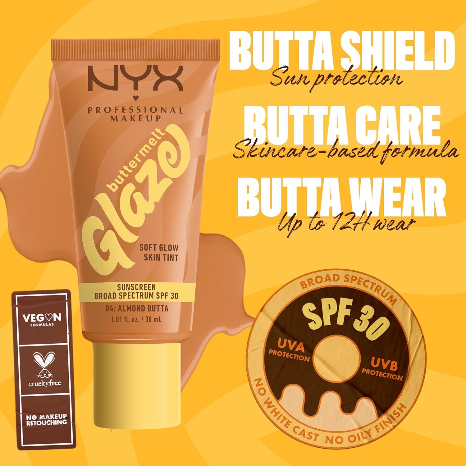 imageNYX PROFESSIONAL MAKEUP Buttermelt Glaze Soft Glow Skin Tint  SPF 30 Up To 12HR Wear 03 Cashew Butta04 Almond Butta