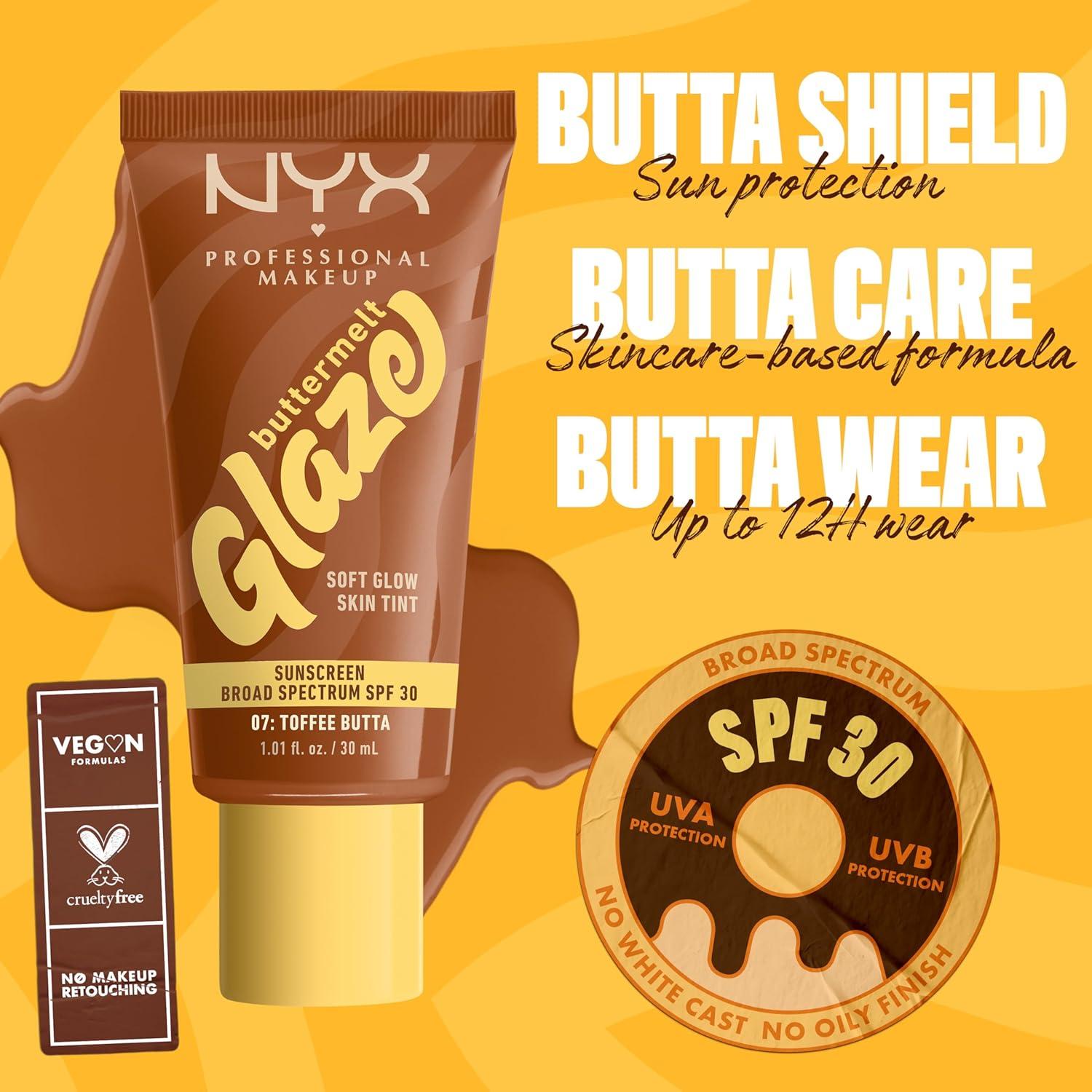 imageNYX PROFESSIONAL MAKEUP Buttermelt Glaze Soft Glow Skin Tint  SPF 30 Up To 12HR Wear 03 Cashew Butta07 Toffee Butta
