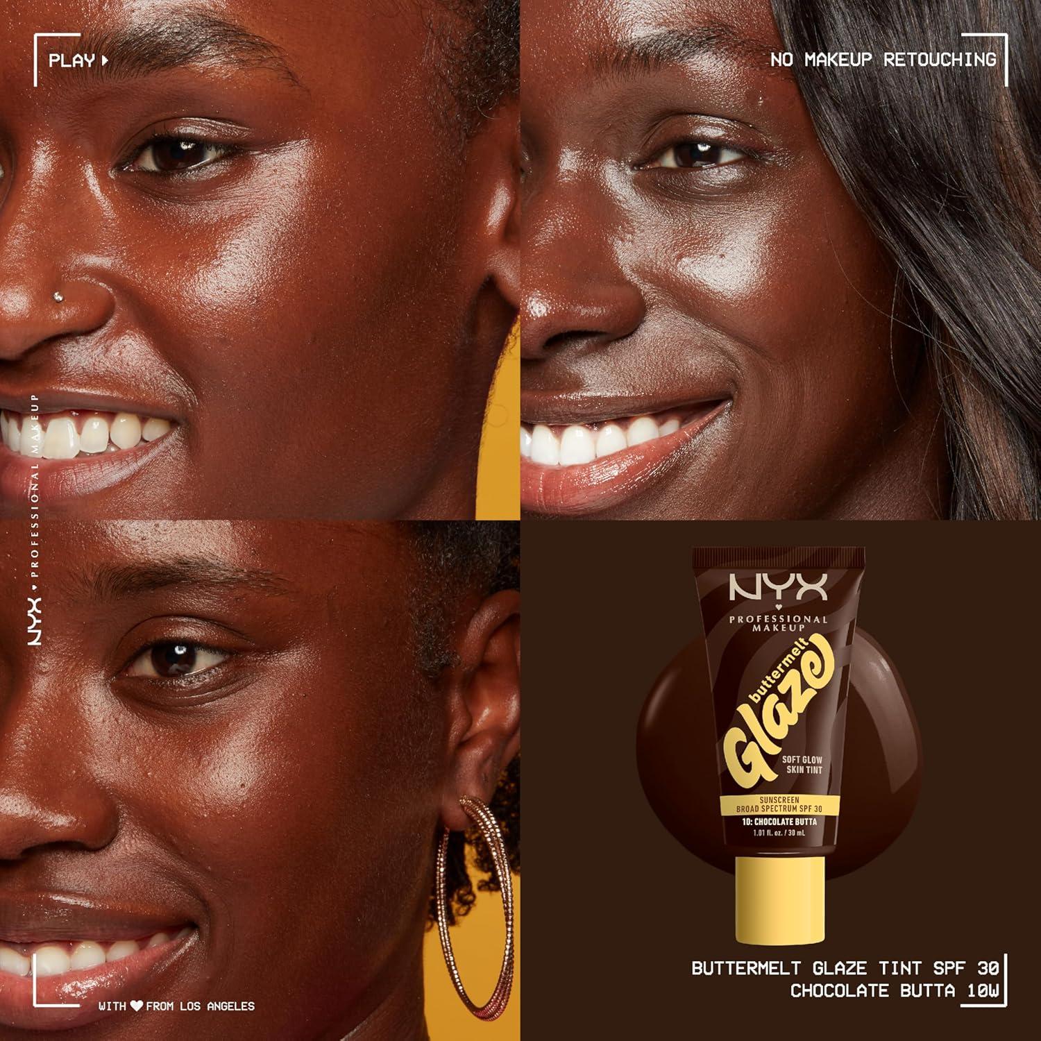 imageNYX PROFESSIONAL MAKEUP Buttermelt Glaze Soft Glow Skin Tint  SPF 30 Up To 12HR Wear 03 Cashew Butta10 Chocolate Butta