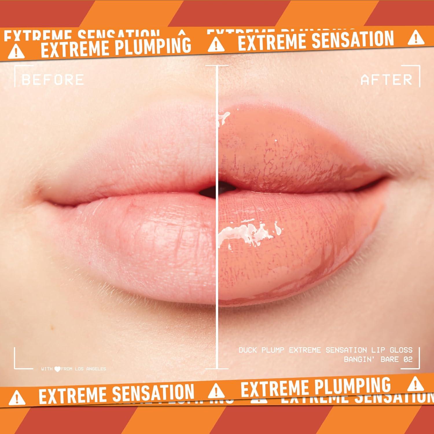 imageNYX PROFESSIONAL MAKEUP Duck Plump High Pigment Lip Gloss Lip Plumper Gloss with Spicy Ginger  Clearly Spicy02 Bangin Bare
