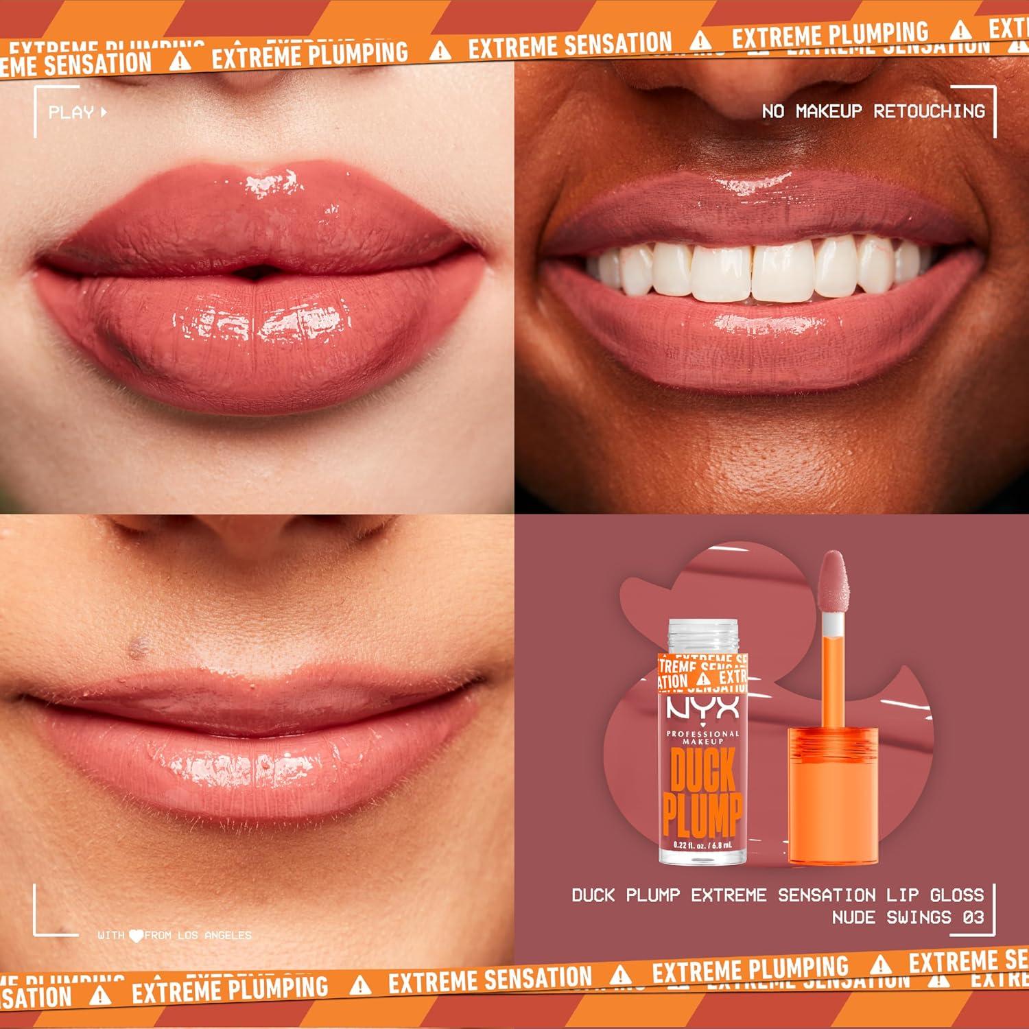 imageNYX PROFESSIONAL MAKEUP Duck Plump High Pigment Lip Gloss Lip Plumper Gloss with Spicy Ginger  Clearly Spicy03 Nude Swings