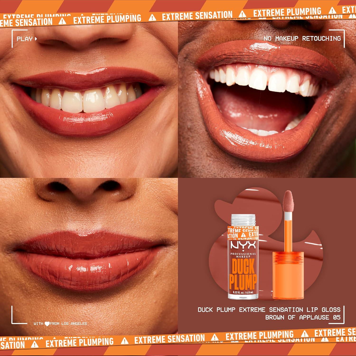 imageNYX PROFESSIONAL MAKEUP Duck Plump High Pigment Lip Gloss Lip Plumper Gloss with Spicy Ginger  Clearly Spicy05 Brown of Applause
