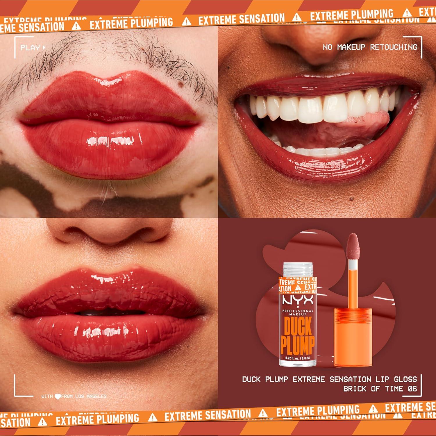 imageNYX PROFESSIONAL MAKEUP Duck Plump High Pigment Lip Gloss Lip Plumper Gloss with Spicy Ginger  Clearly Spicy06 Brick of Time