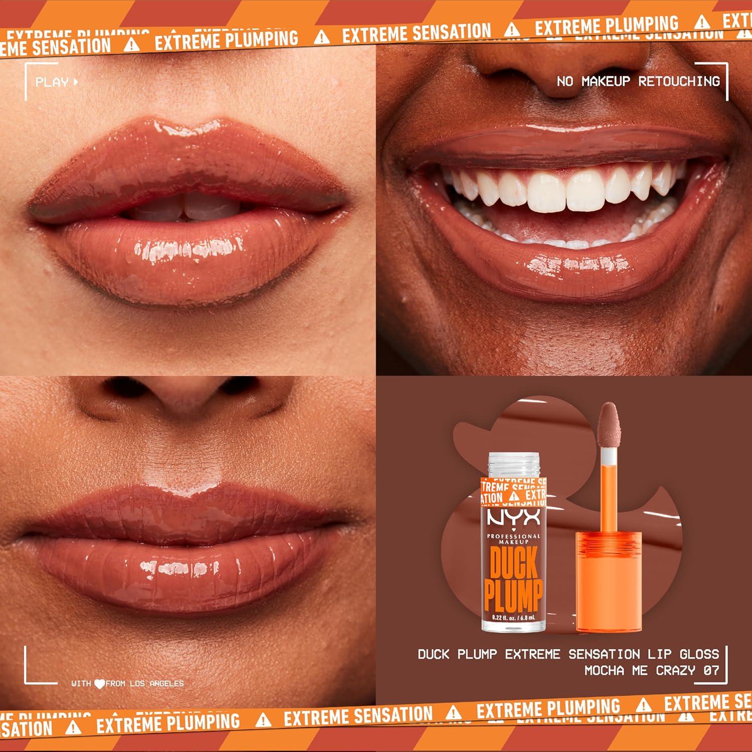 imageNYX PROFESSIONAL MAKEUP Duck Plump High Pigment Lip Gloss Lip Plumper Gloss with Spicy Ginger  Clearly Spicy07 Mocha Me Crazy