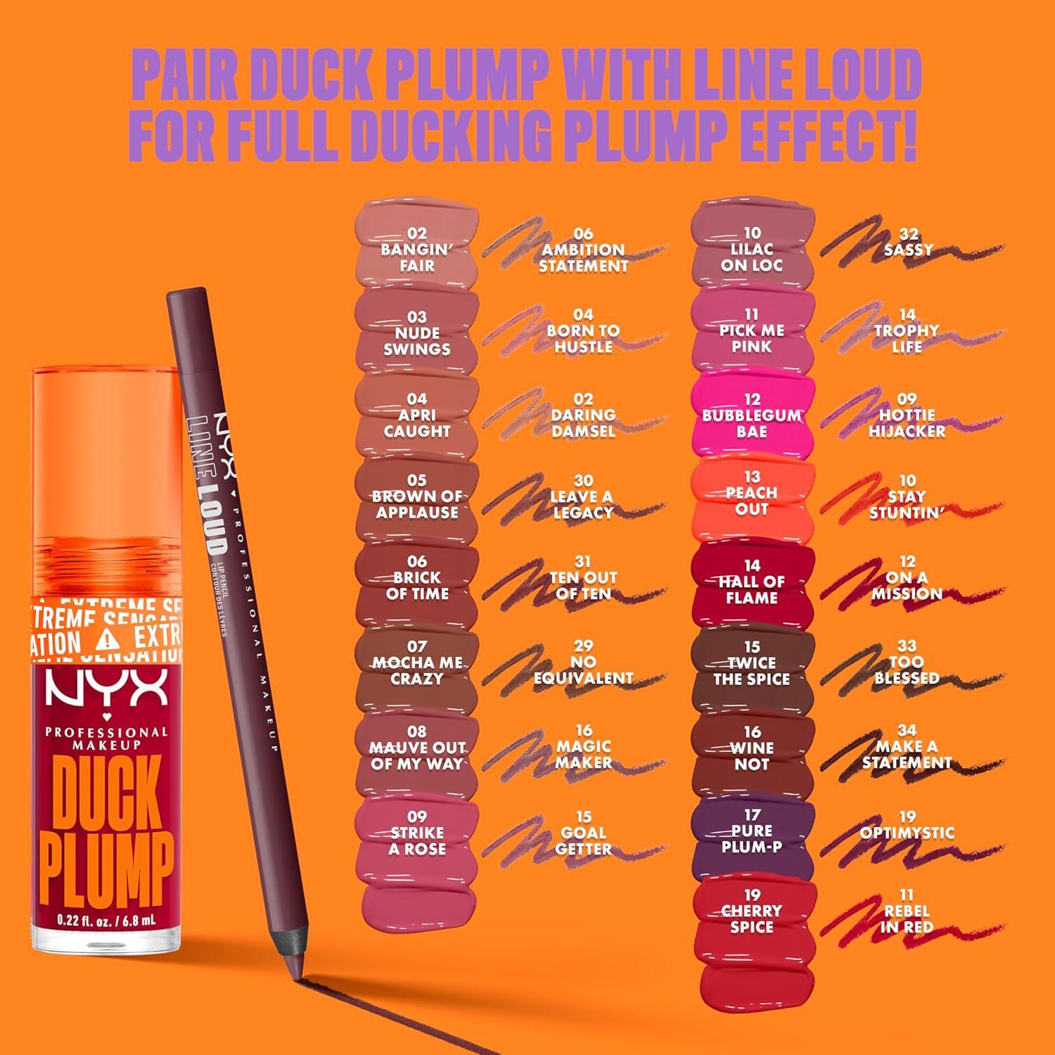 imageNYX PROFESSIONAL MAKEUP Duck Plump High Pigment Lip Gloss Lip Plumper Gloss with Spicy Ginger  Clearly Spicy08 Mauve Out of My Way