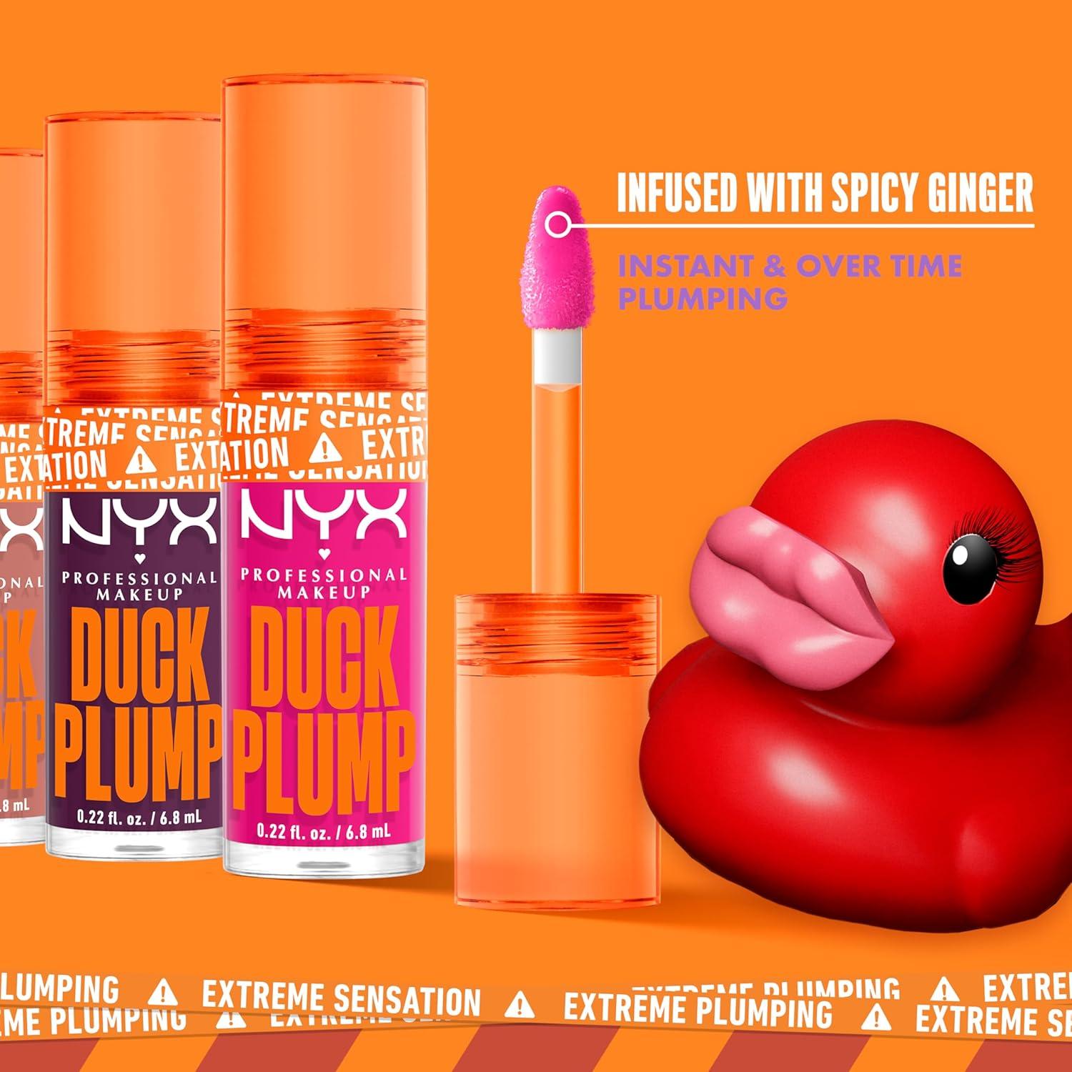 imageNYX PROFESSIONAL MAKEUP Duck Plump High Pigment Lip Gloss Lip Plumper Gloss with Spicy Ginger  Clearly Spicy08 Mauve Out of My Way