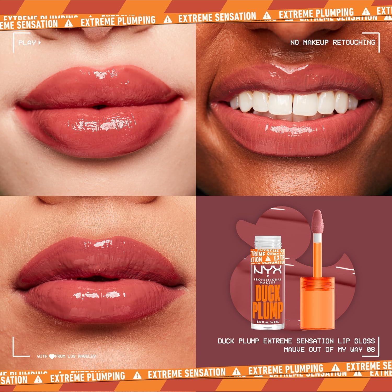 imageNYX PROFESSIONAL MAKEUP Duck Plump High Pigment Lip Gloss Lip Plumper Gloss with Spicy Ginger  Clearly Spicy08 Mauve Out of My Way