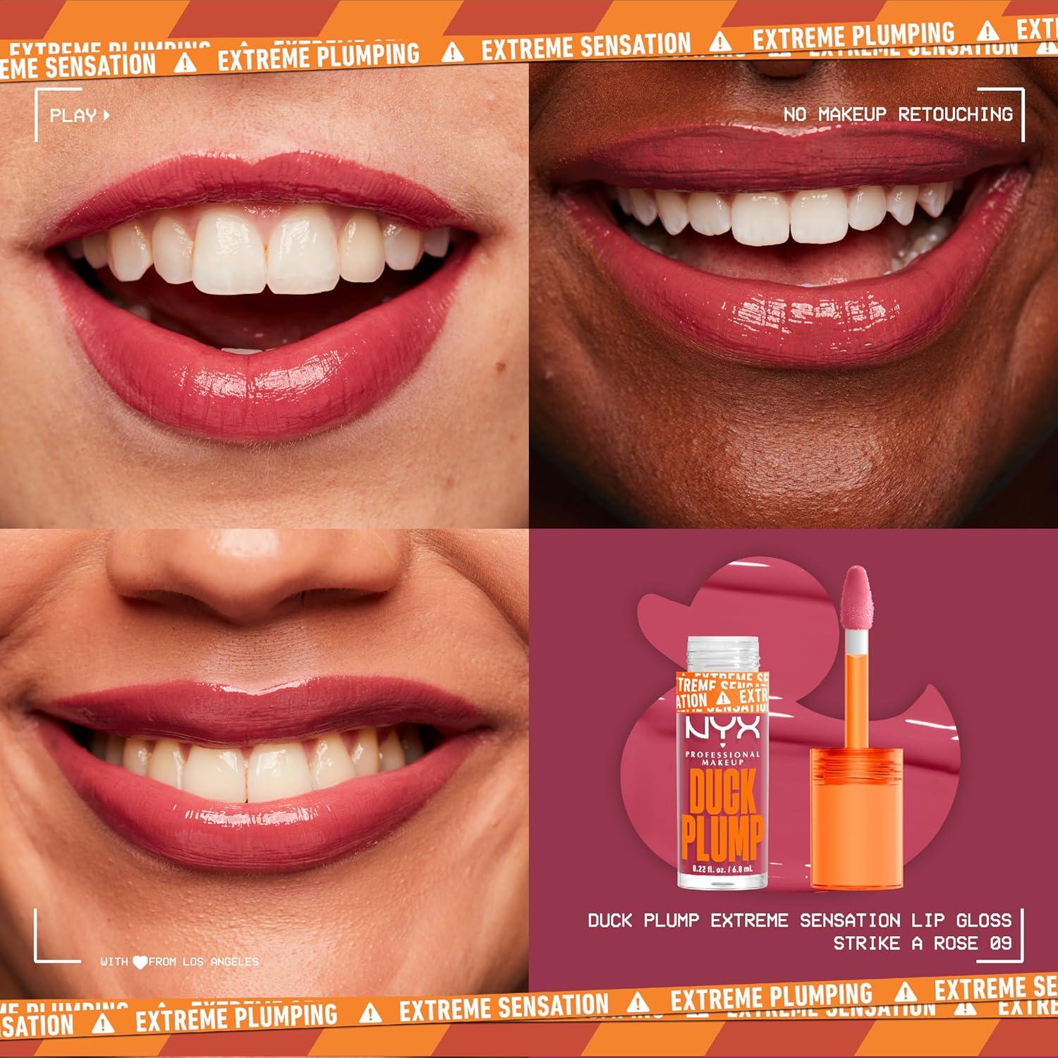 imageNYX PROFESSIONAL MAKEUP Duck Plump High Pigment Lip Gloss Lip Plumper Gloss with Spicy Ginger  Clearly Spicy09 Strike a Rose