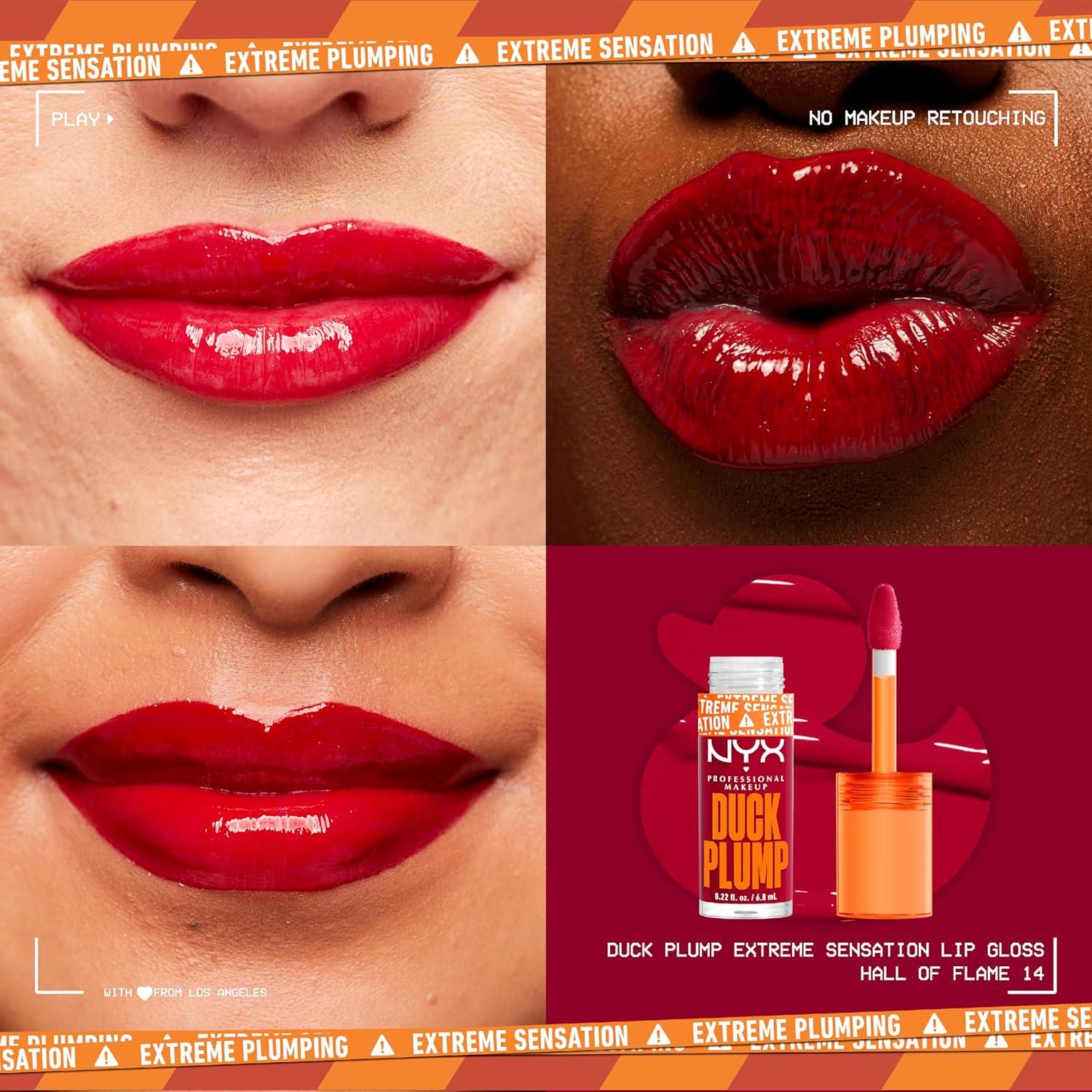 imageNYX PROFESSIONAL MAKEUP Duck Plump High Pigment Lip Gloss Lip Plumper Gloss with Spicy Ginger  Clearly Spicy14 Hall of Flame