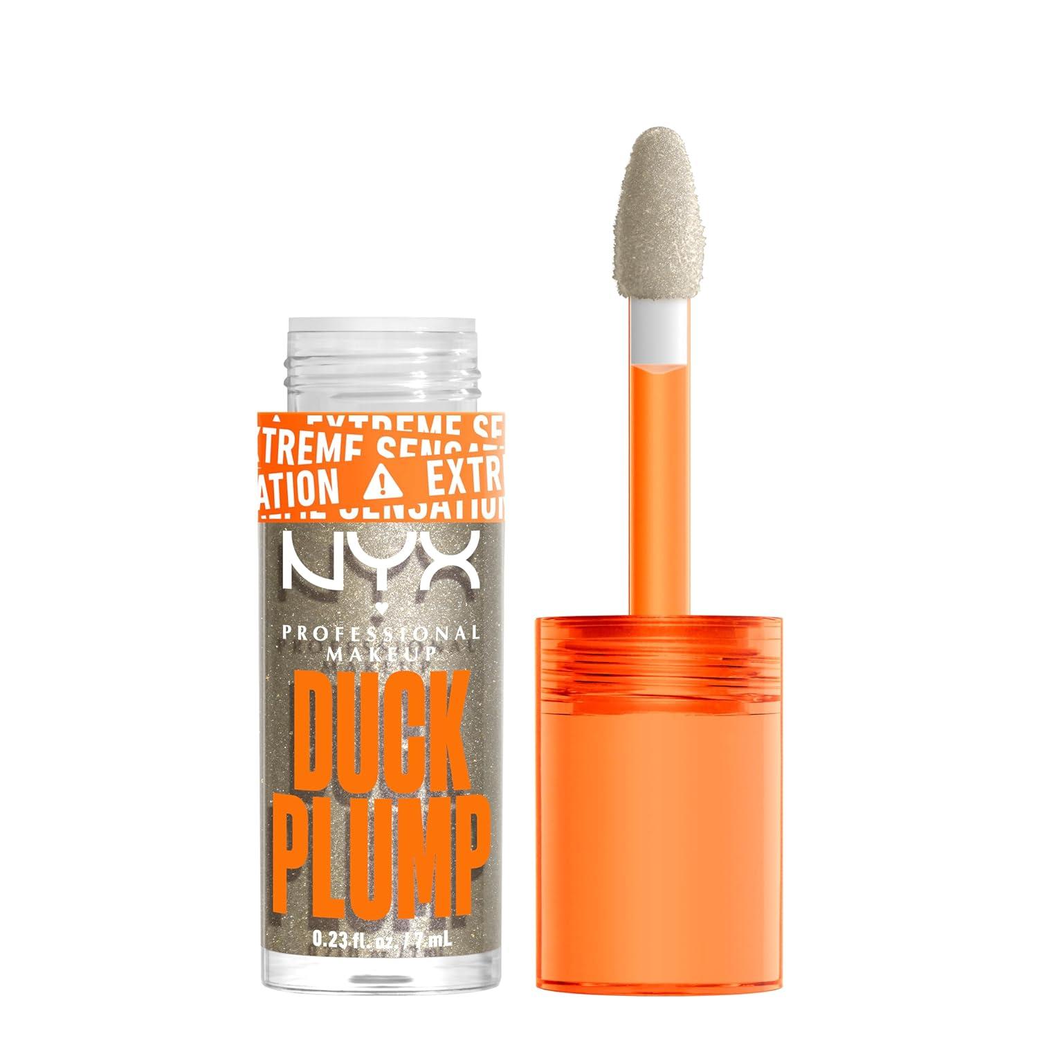imageNYX PROFESSIONAL MAKEUP Duck Plump High Pigment Lip Gloss Lip Plumper Gloss with Spicy Ginger  Clearly Spicy20 Quazy Silver