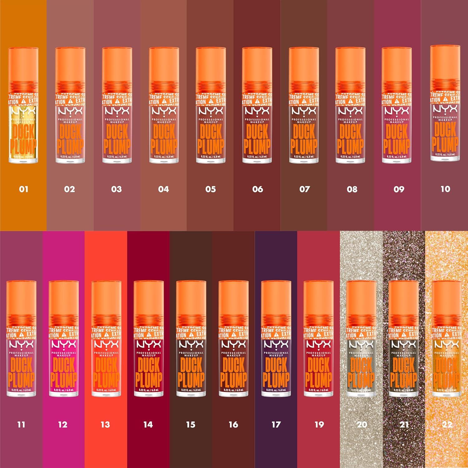 imageNYX PROFESSIONAL MAKEUP Duck Plump High Pigment Lip Gloss Lip Plumper Gloss with Spicy Ginger  Clearly Spicy20 Quazy Silver
