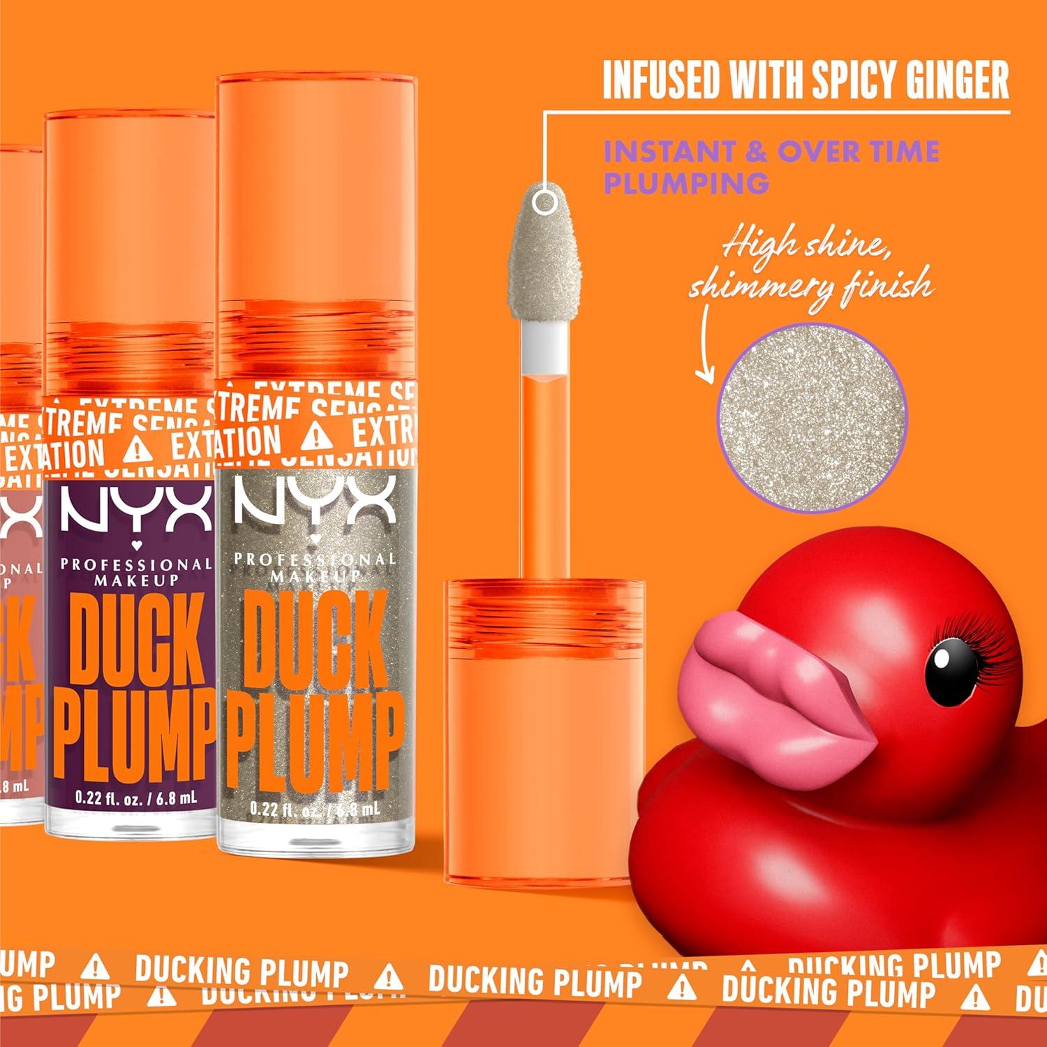 imageNYX PROFESSIONAL MAKEUP Duck Plump High Pigment Lip Gloss Lip Plumper Gloss with Spicy Ginger  Clearly Spicy20 Quazy Silver