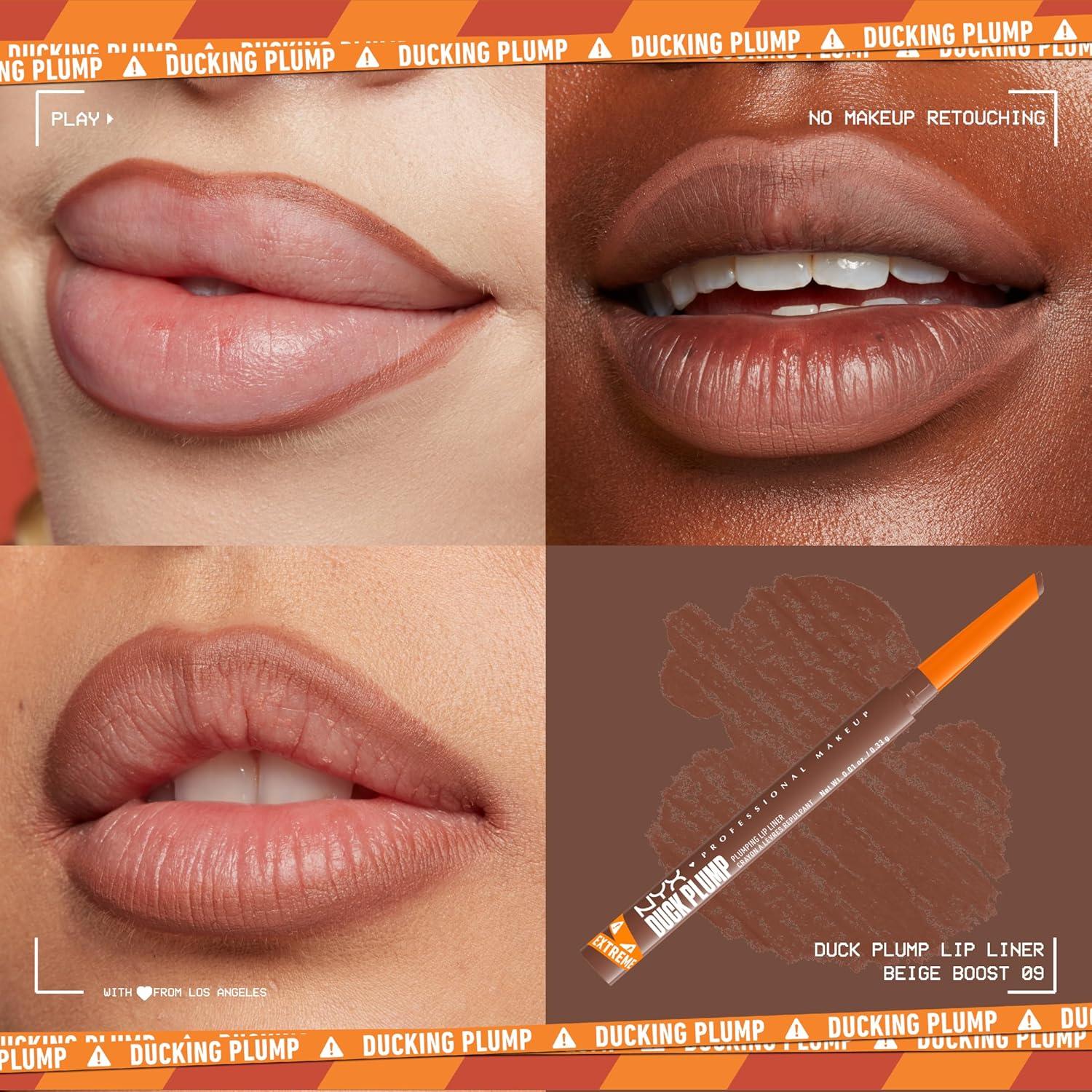 imageNYX PROFESSIONAL MAKEUP Duck Plump Plumping Lip Liner Matte Pencil With Up To 10HR Wear Subtle Touch Deep Nude Lip LinerBeige Boost