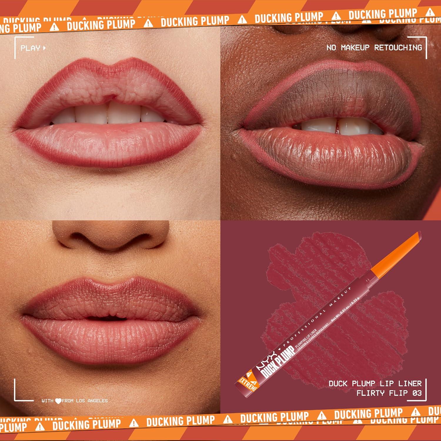imageNYX PROFESSIONAL MAKEUP Duck Plump Plumping Lip Liner Matte Pencil With Up To 10HR Wear Subtle Touch Deep Nude Lip LinerFlirty Flip