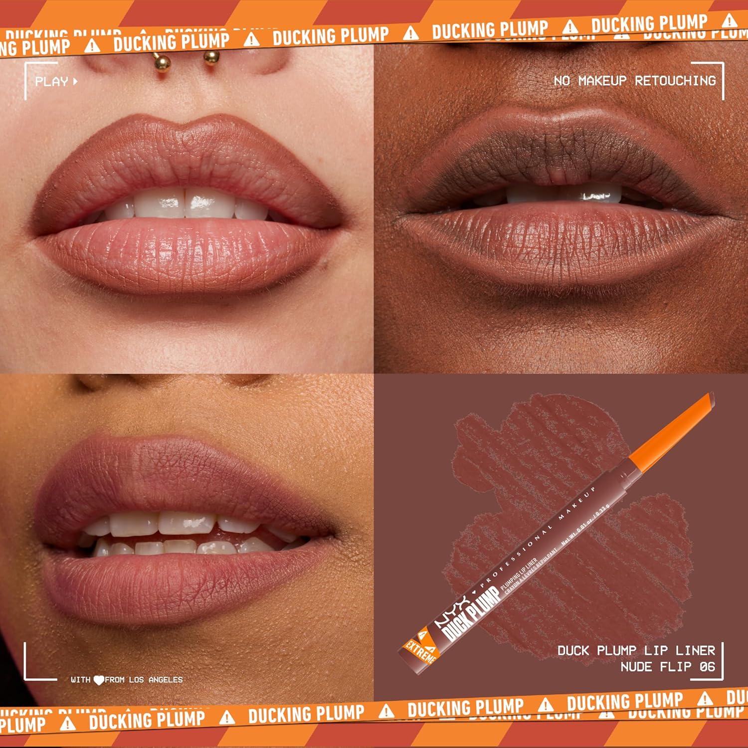 imageNYX PROFESSIONAL MAKEUP Duck Plump Plumping Lip Liner Matte Pencil With Up To 10HR Wear Subtle Touch Deep Nude Lip LinerNude Flip