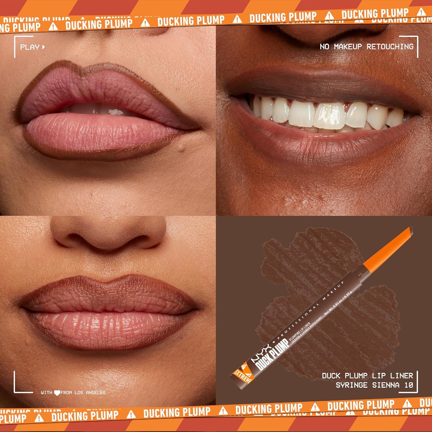 imageNYX PROFESSIONAL MAKEUP Duck Plump Plumping Lip Liner Matte Pencil With Up To 10HR Wear Subtle Touch Deep Nude Lip LinerSyringe Sienna