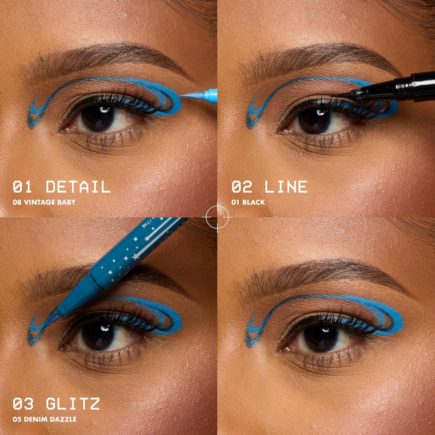 imageNYX PROFESSIONAL MAKEUP Epic Ink Glitz Liner Waterproof Metallic Liquid Eyeliner with Vegan Formula  Graphite Glitz Shimmer Graphite Black05 Denim Dazzle