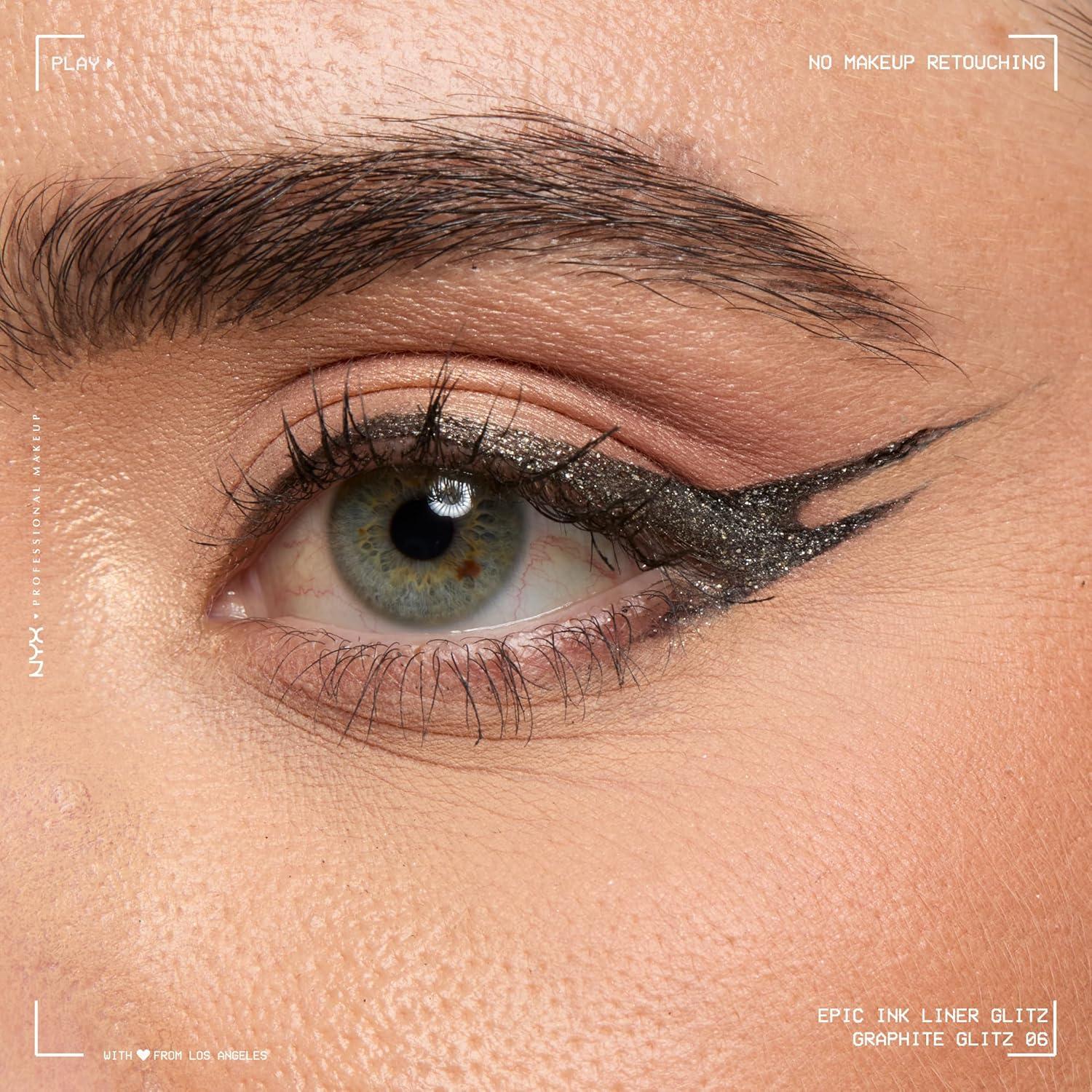 imageNYX PROFESSIONAL MAKEUP Epic Ink Glitz Liner Waterproof Metallic Liquid Eyeliner with Vegan Formula  Graphite Glitz Shimmer Graphite Black06 Graphite Glitz