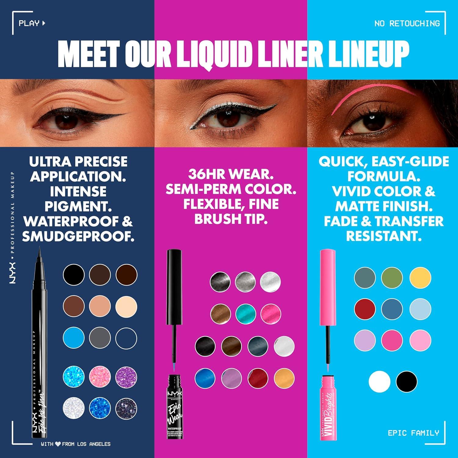 imageNYX PROFESSIONAL MAKEUP Epic Ink Glitz Liner Waterproof Metallic Liquid Eyeliner with Vegan Formula  Graphite Glitz Shimmer Graphite Black06 Graphite Glitz