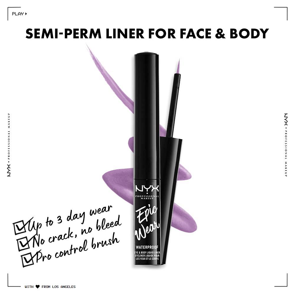 imageNYX PROFESSIONAL MAKEUP Epic Wear Metallic Liquid Liner LongLasting Waterproof Eyeliner  Black MetalLilac