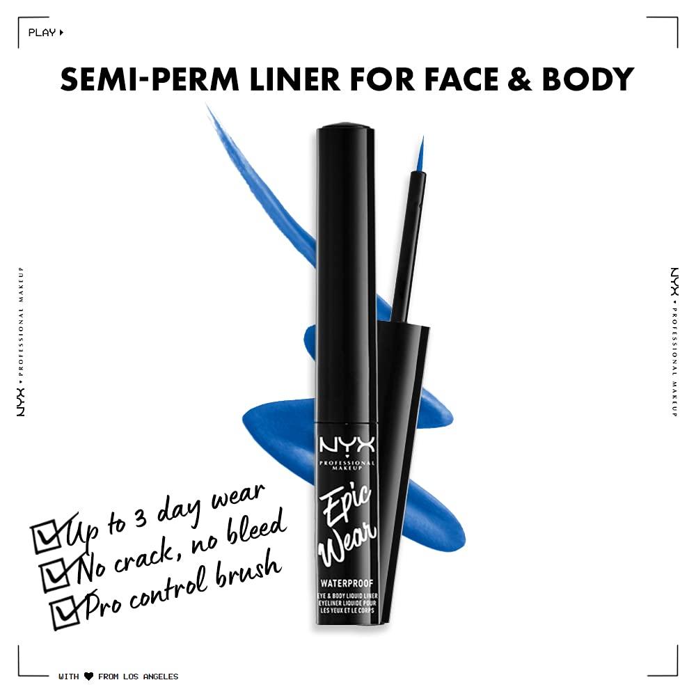 imageNYX PROFESSIONAL MAKEUP Epic Wear Metallic Liquid Liner LongLasting Waterproof Eyeliner  Black MetalSapphire