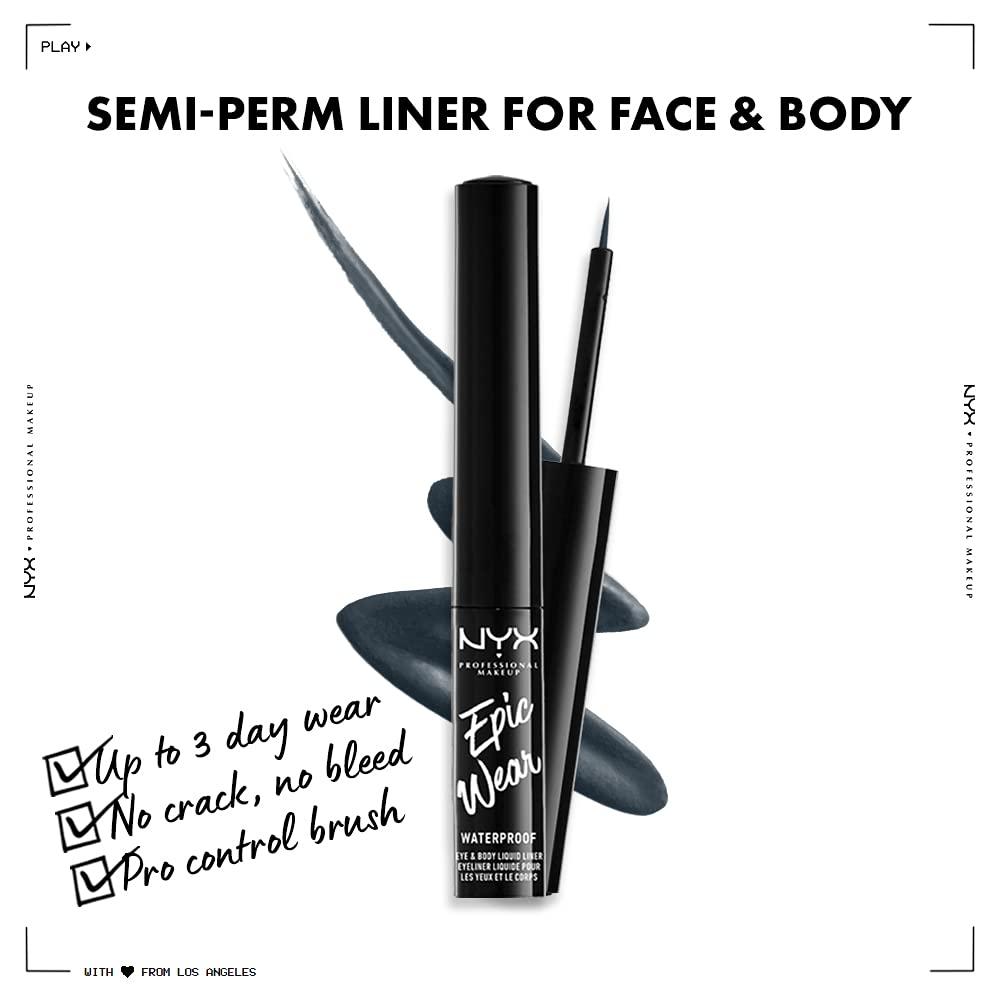 imageNYX PROFESSIONAL MAKEUP Epic Wear Metallic Liquid Liner LongLasting Waterproof Eyeliner  Black MetalStone Fox