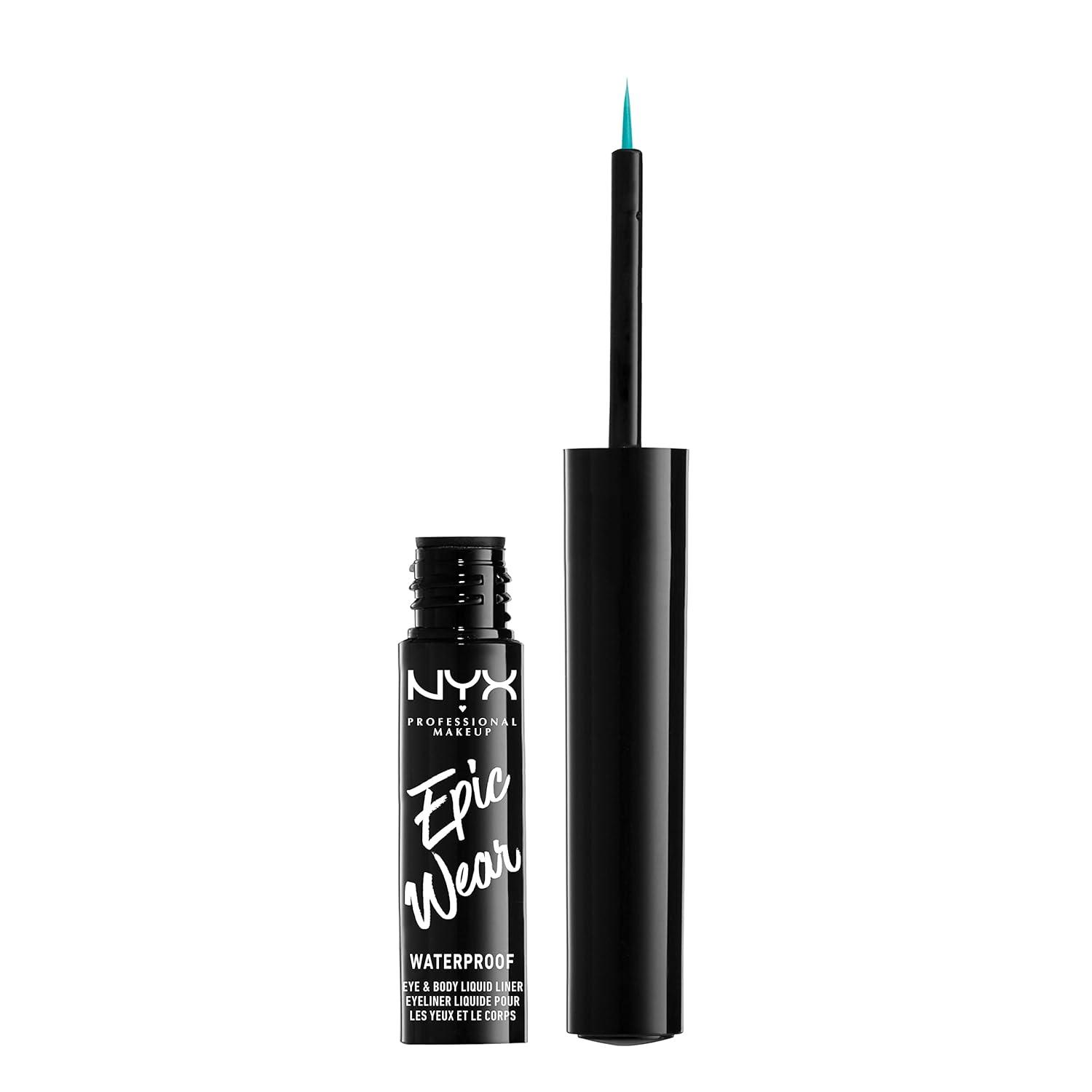 imageNYX PROFESSIONAL MAKEUP Epic Wear Metallic Liquid Liner LongLasting Waterproof Eyeliner  Black MetalTeal Metal